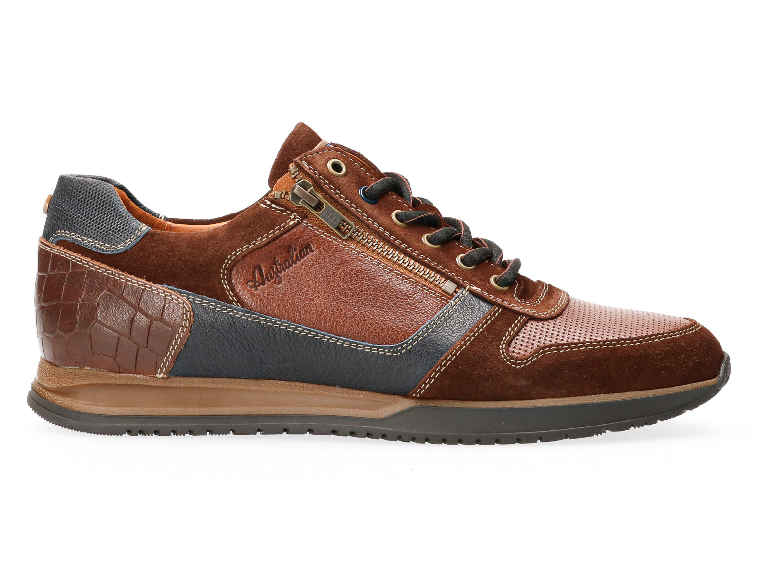 'Browning' herrsneakers med bred passform (H) med snörning - bruna