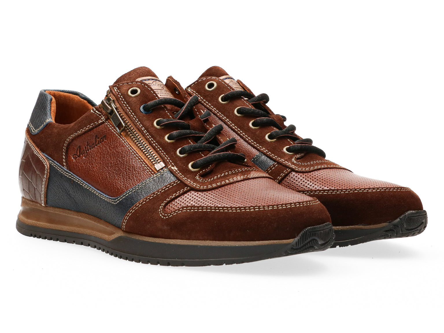 'Browning' herrsneakers med bred passform (H) med snörning - bruna