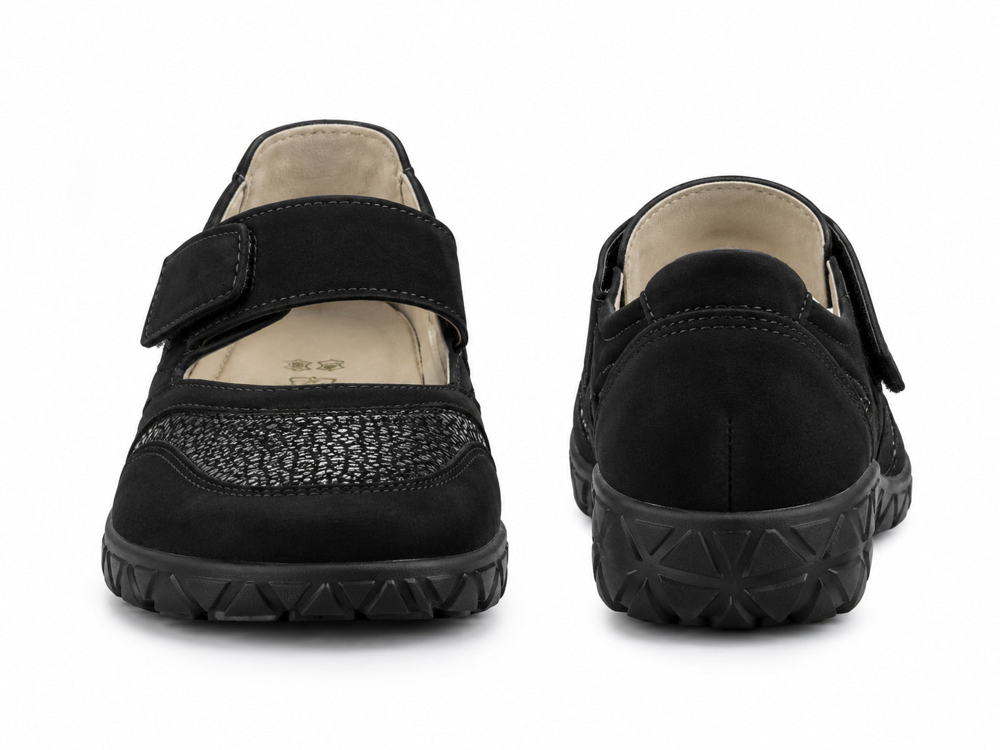 Sapato feminino 'Havy' com tira larga (H) - Preto