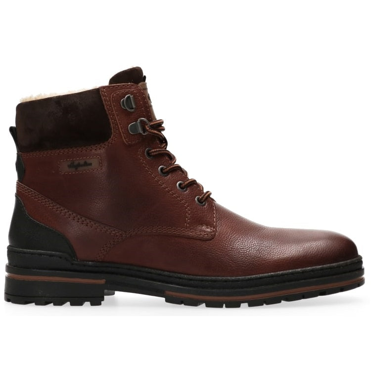 'York' men's warmlined lace-zip boot - Tan brown