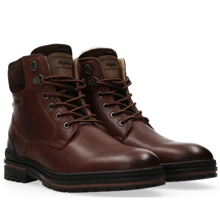 'York' men's warmlined lace-zip boot - Tan brown