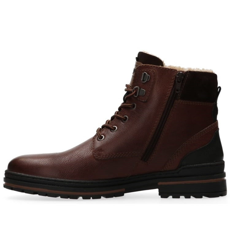 'York' men's warmlined lace-zip boot - Tan brown