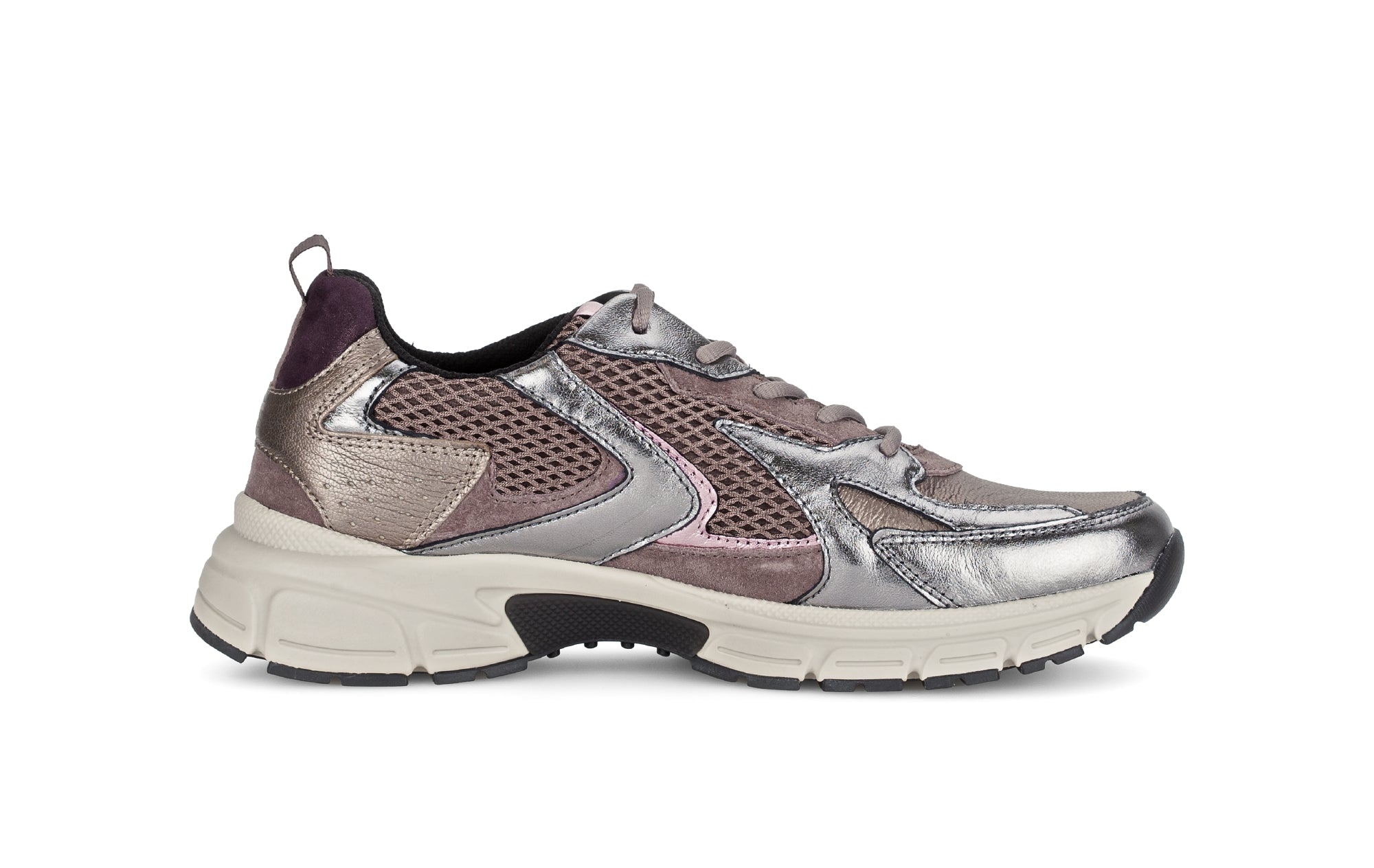 Damen-Schnürsneaker '76.536.25' – Silber-Rosen-Mix