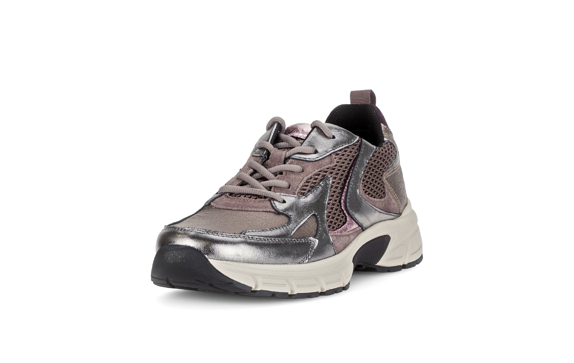 Damen-Schnürsneaker '76.536.25' – Silber-Rosen-Mix