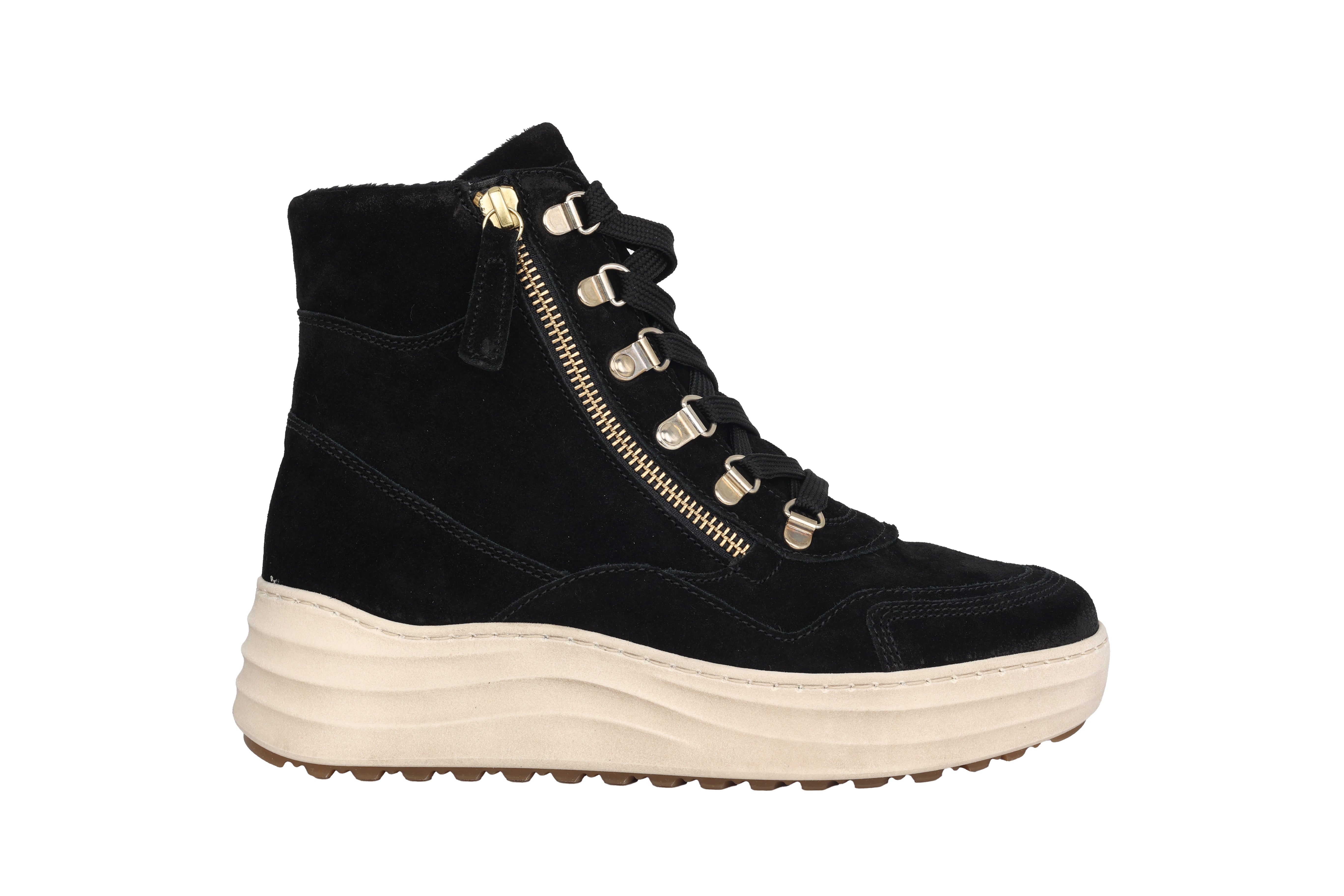 '76.568.37' women's warmlined lace-zip boot - Black