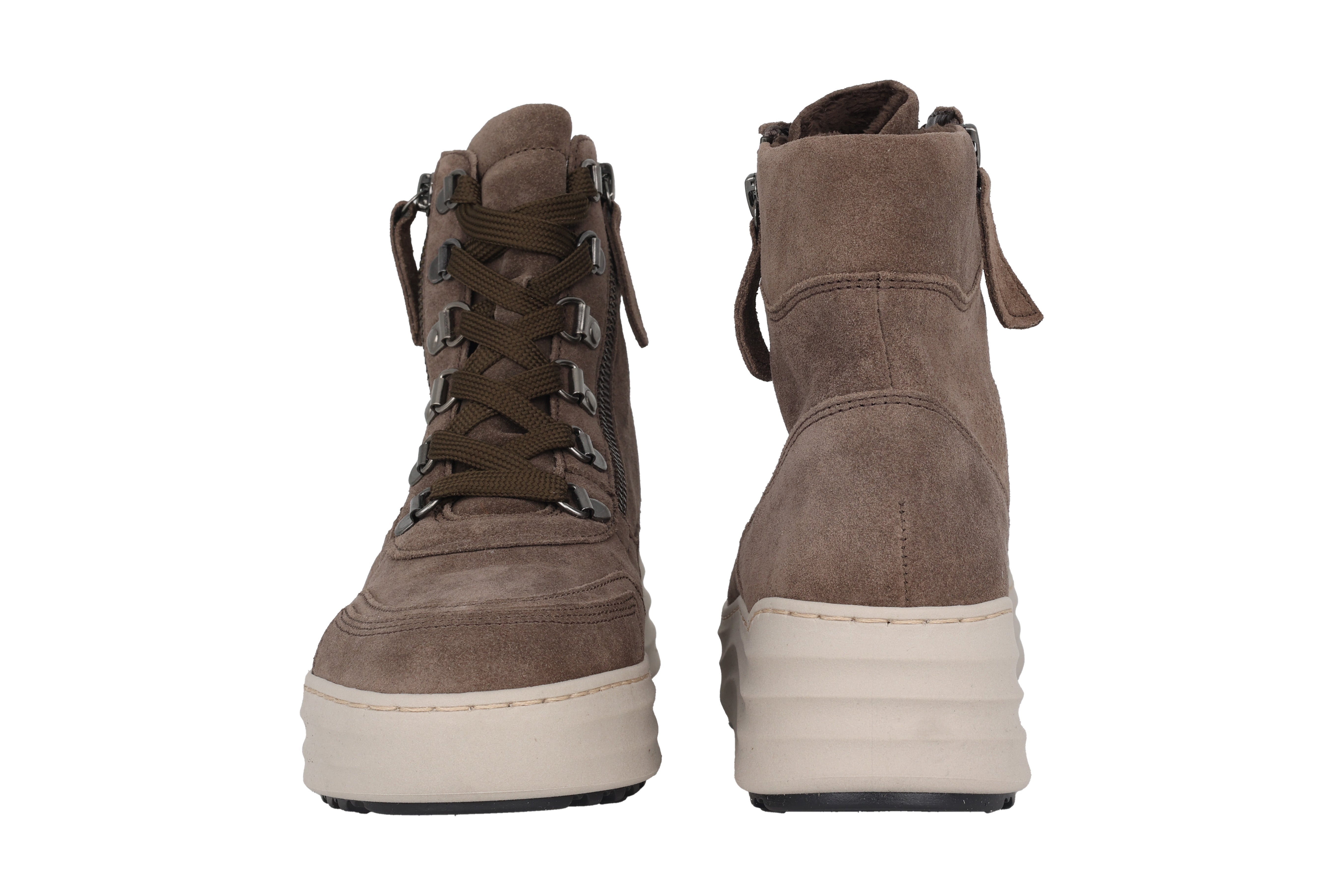 Stivaletto con zip e lacci foderato da donna '76.568.30' - Marrone