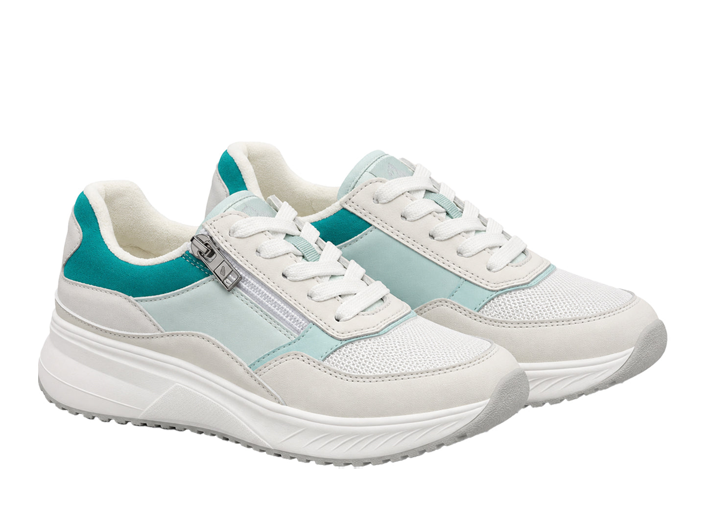 Sneaker da donna con cerniera e vestibilità ampia "H-Mara" - bianca