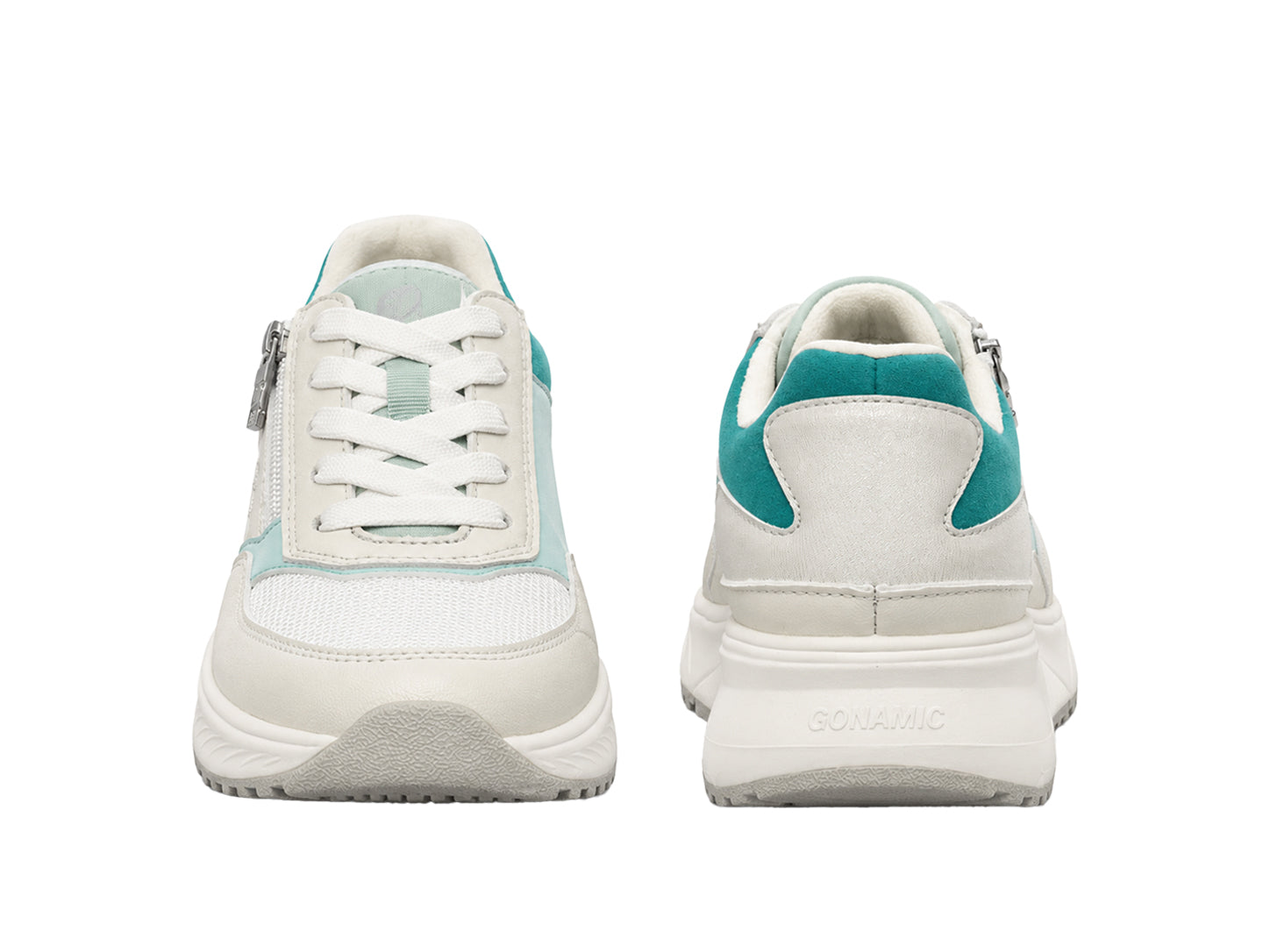 Sneaker da donna con cerniera e vestibilità ampia "H-Mara" - bianca
