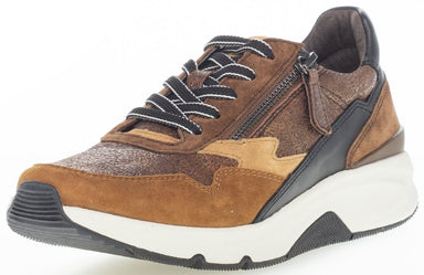 '76.898.44' sneaker da donna con lacci rotolanti - zip - Mix marrone - ChaplinshoesSneaker da passeggio con lacci e zip da donna '76.898.44' - Marrone mixGabor