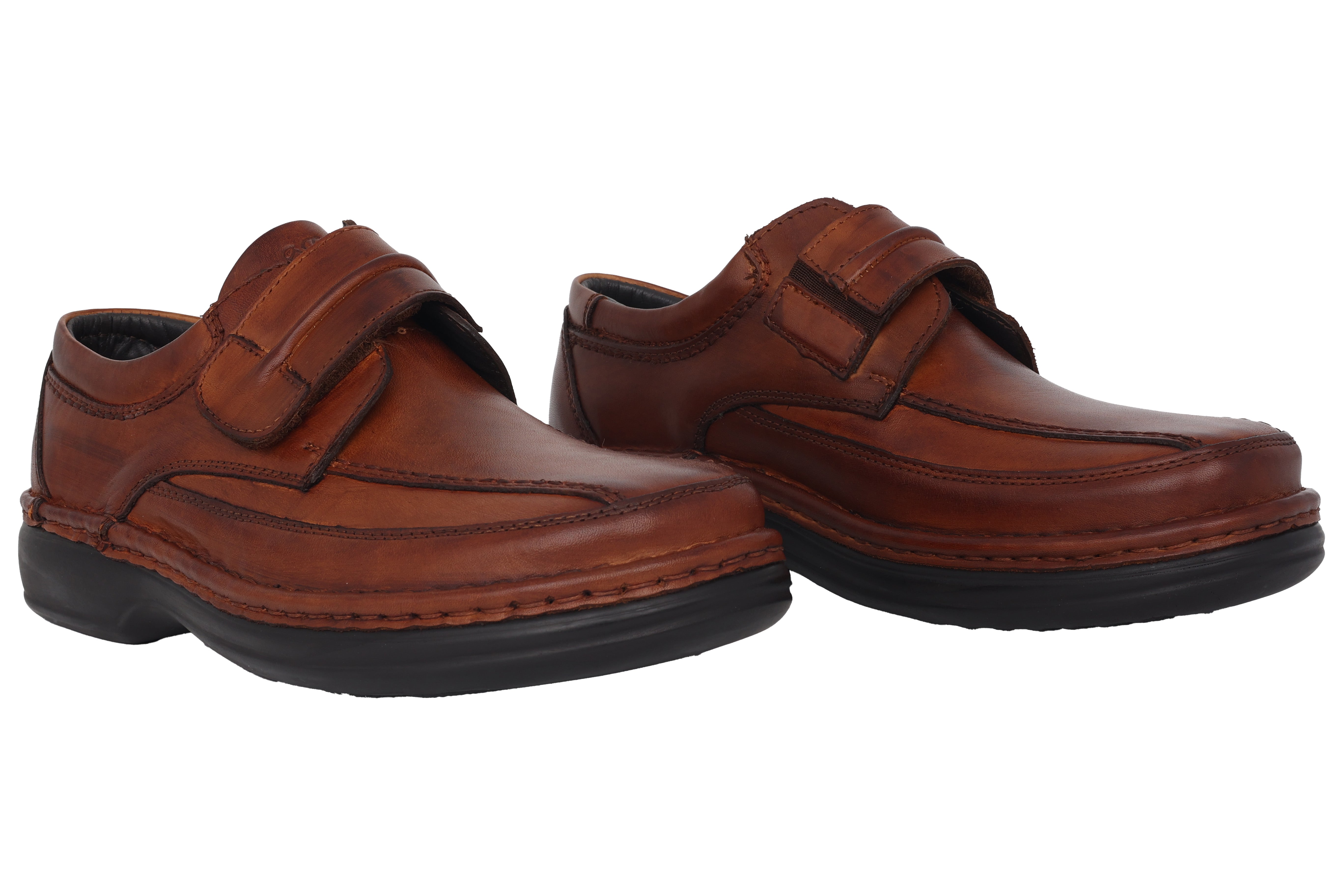 'Ben' men's vey wide (K) strap shoe  - Brown