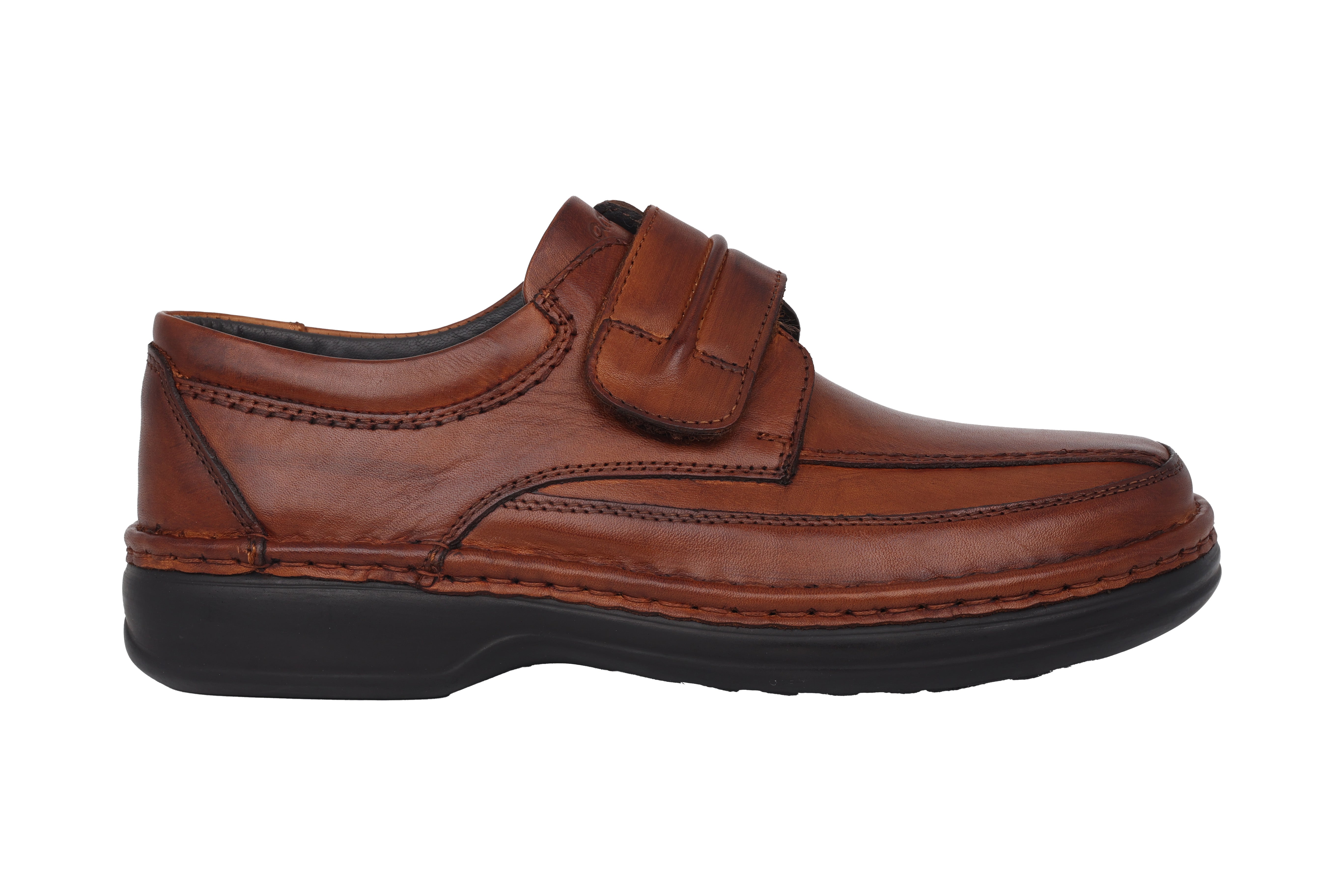 'Ben' men's vey wide (K) strap shoe  - Brown
