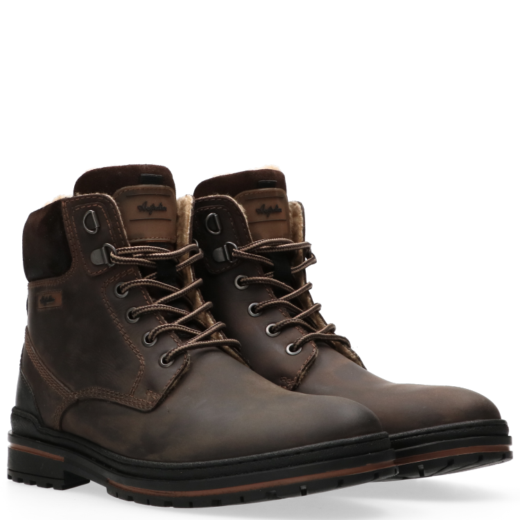 'York'  men's warmlined lace-zip boot - Dark brown