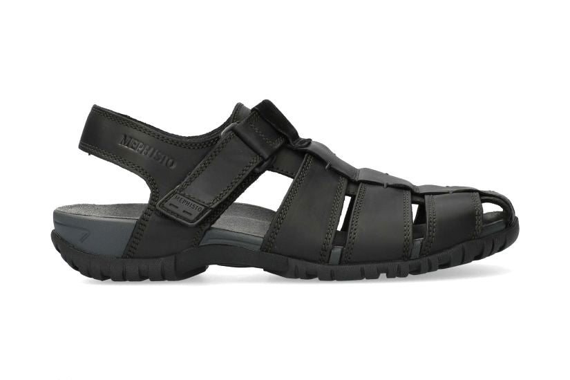 'Basile' men's semi-closed sandal - black