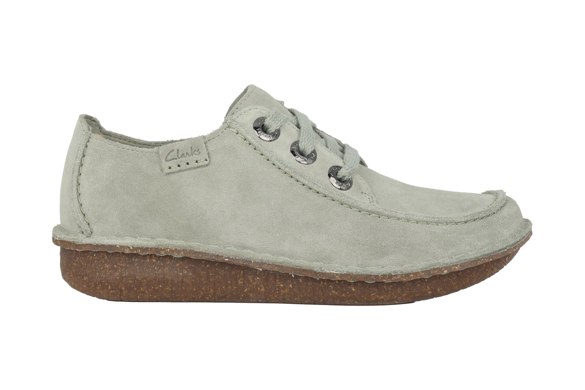 Clarks Funny Dream women's lace-ups green suede Chaplinshoes