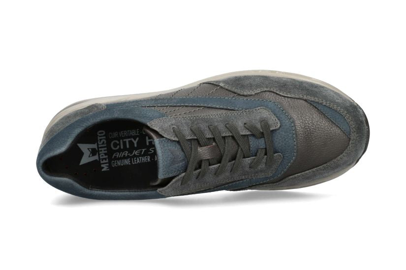 'Barth' men's ergonomic lace-up sneaker - Grey Blue