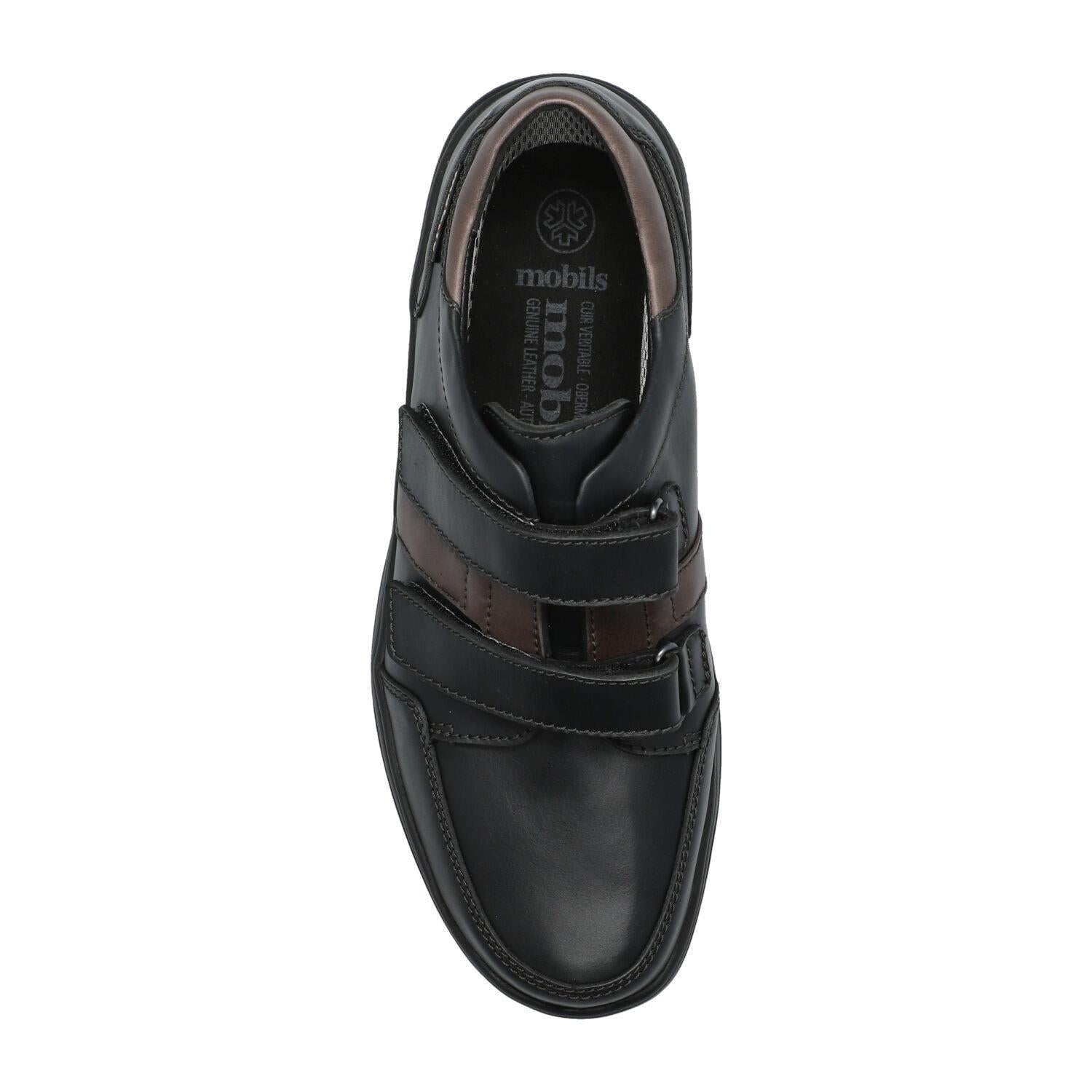 Scarpa ergonomica con doppio cinturino 'Eymar' da uomo a calzata larga (H) - Nera