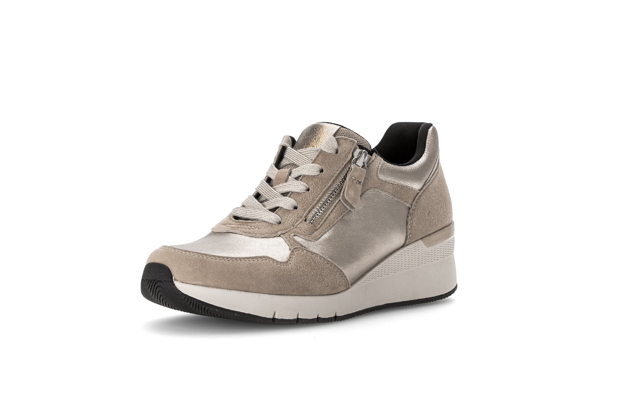 '56.418.82' women's lace-zip sneaker - Beige zilver mix