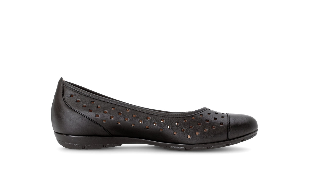 Gabor 64.169.27 - bailarina feminina - couro preto - Chaplinshoes