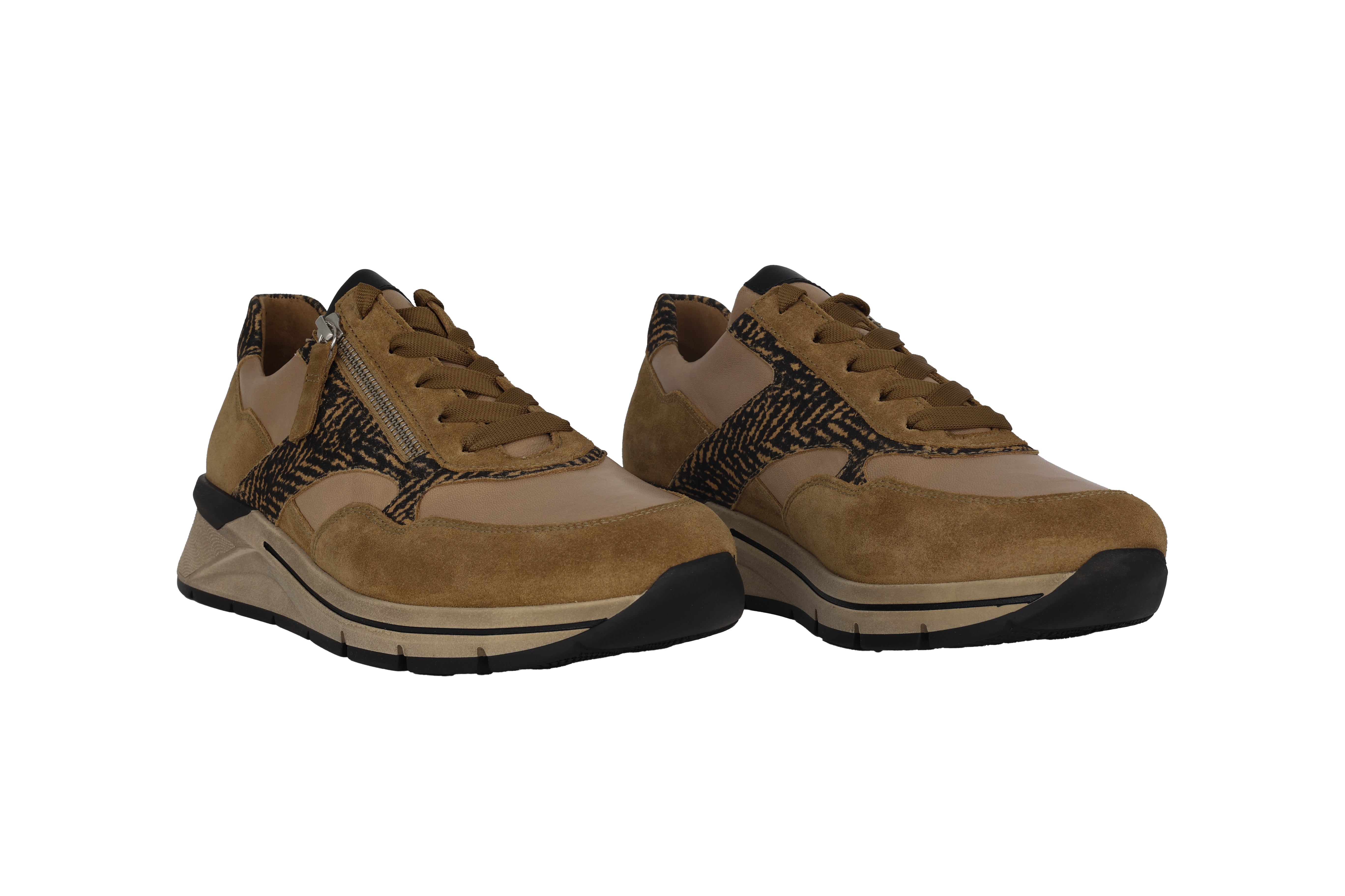 Sneaker da donna con zip e lacci vestibilità ampia '76.586.51' - Mix beige