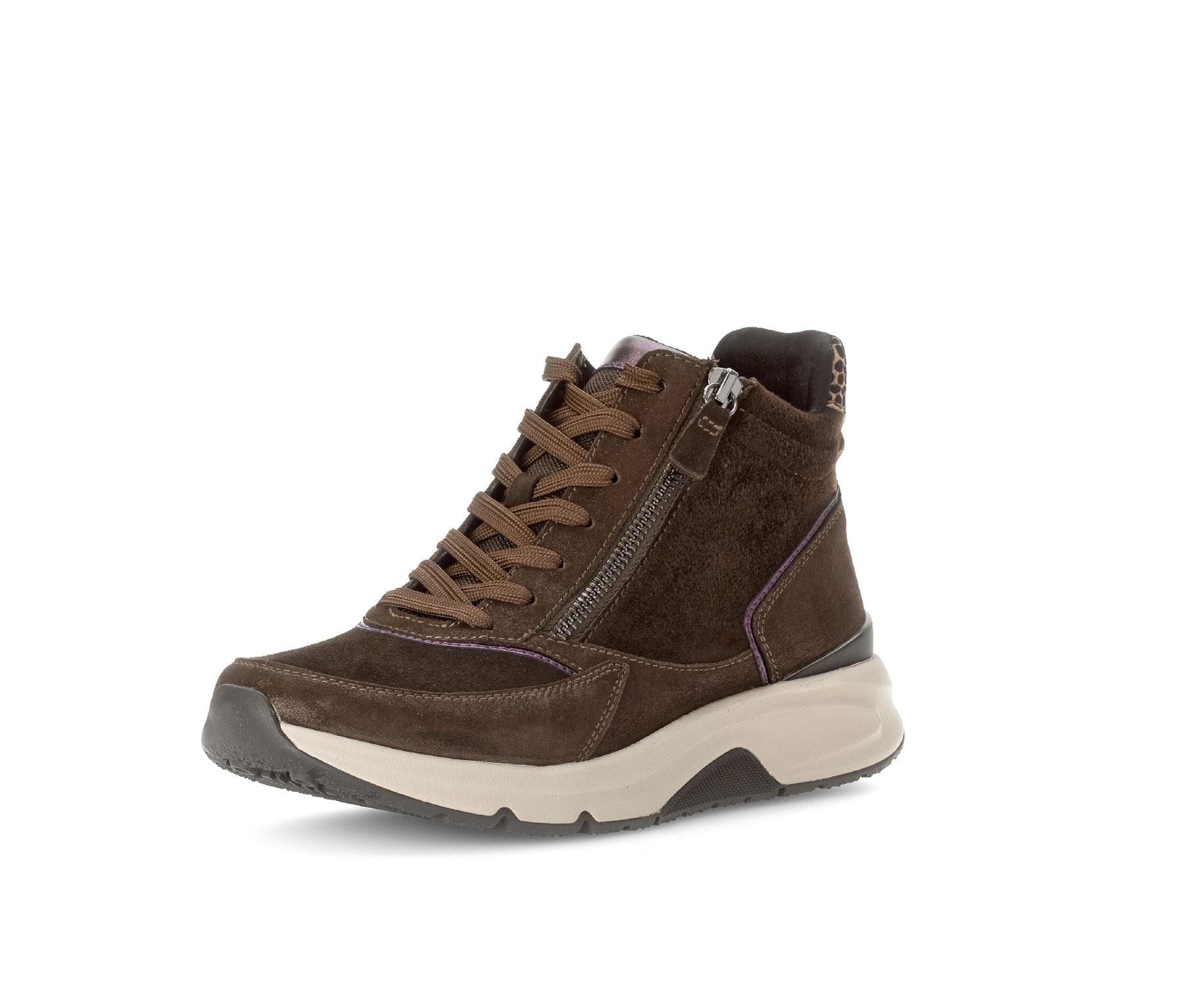 '56.887.43' women's walking rolling lace-zip boot - brown