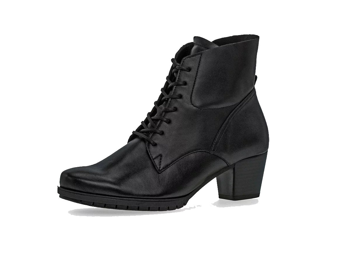 Weite Damen-Schnürstiefelette „76.605.57“ (H-Passform) – Schwarz