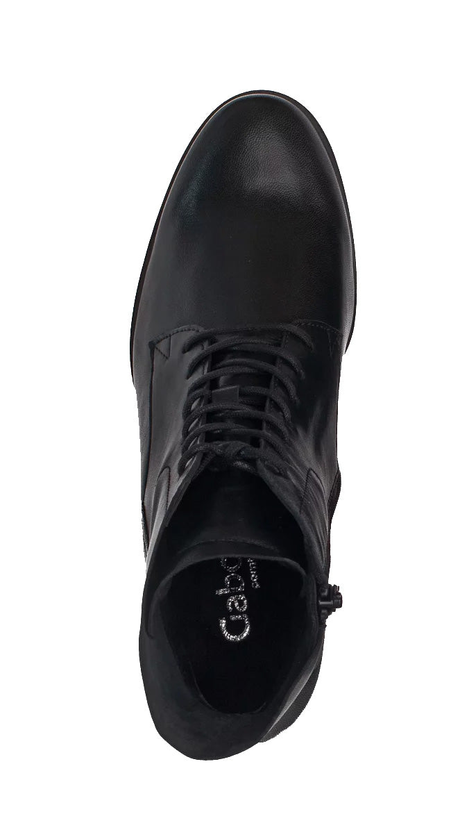 Weite Damen-Schnürstiefelette „76.605.57“ (H-Passform) – Schwarz