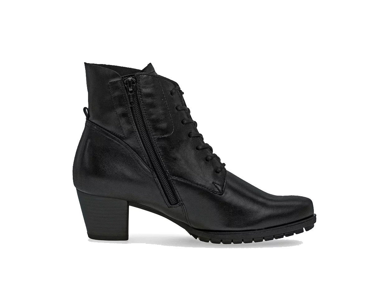 Weite Damen-Schnürstiefelette „76.605.57“ (H-Passform) – Schwarz