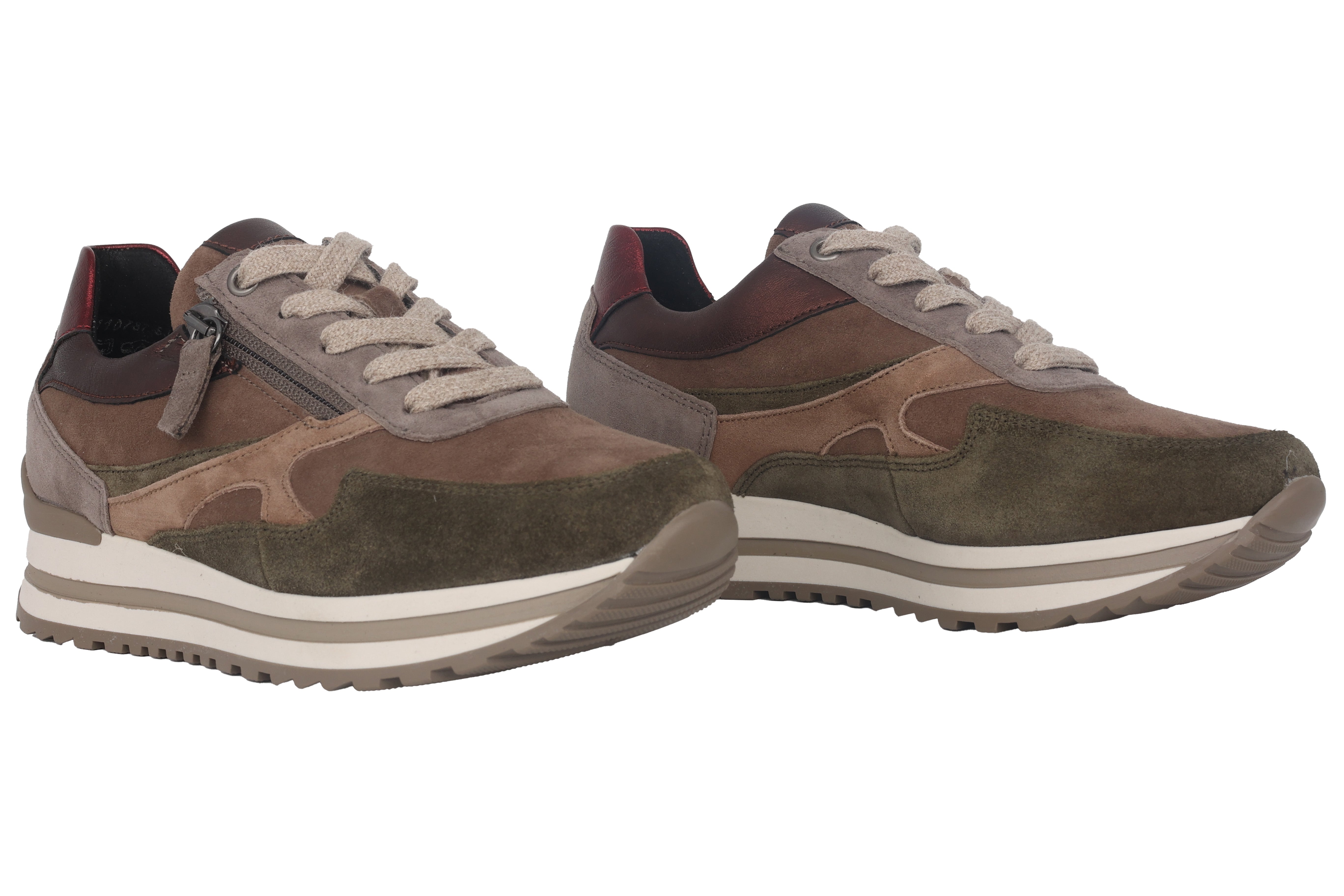 Scarpa stringata da donna vestibilità ampia (H) '56.526.20' - Mix marrone beige verde