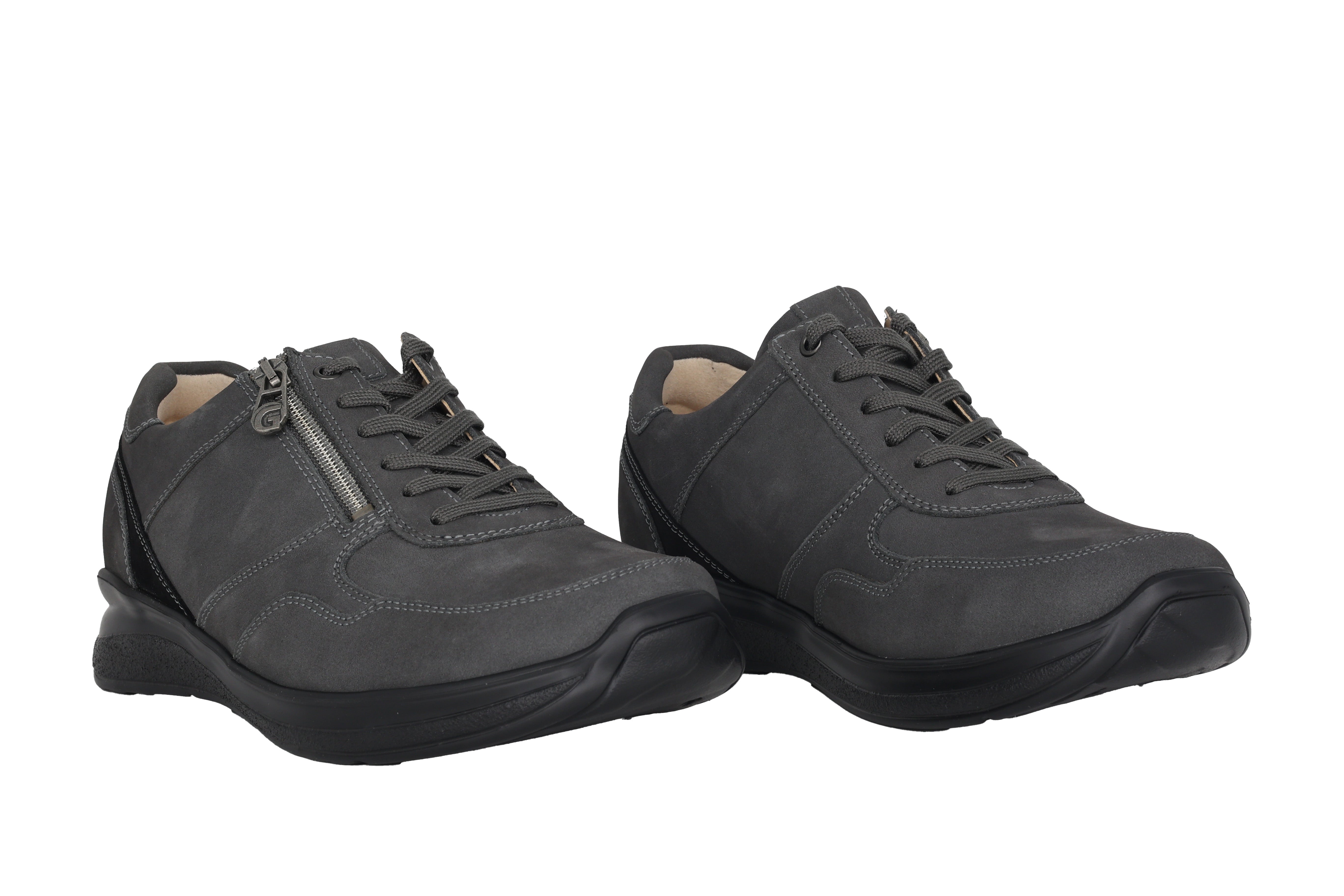 'Harald' men's walking wide fit (H) lace-zip shoe  - Grey