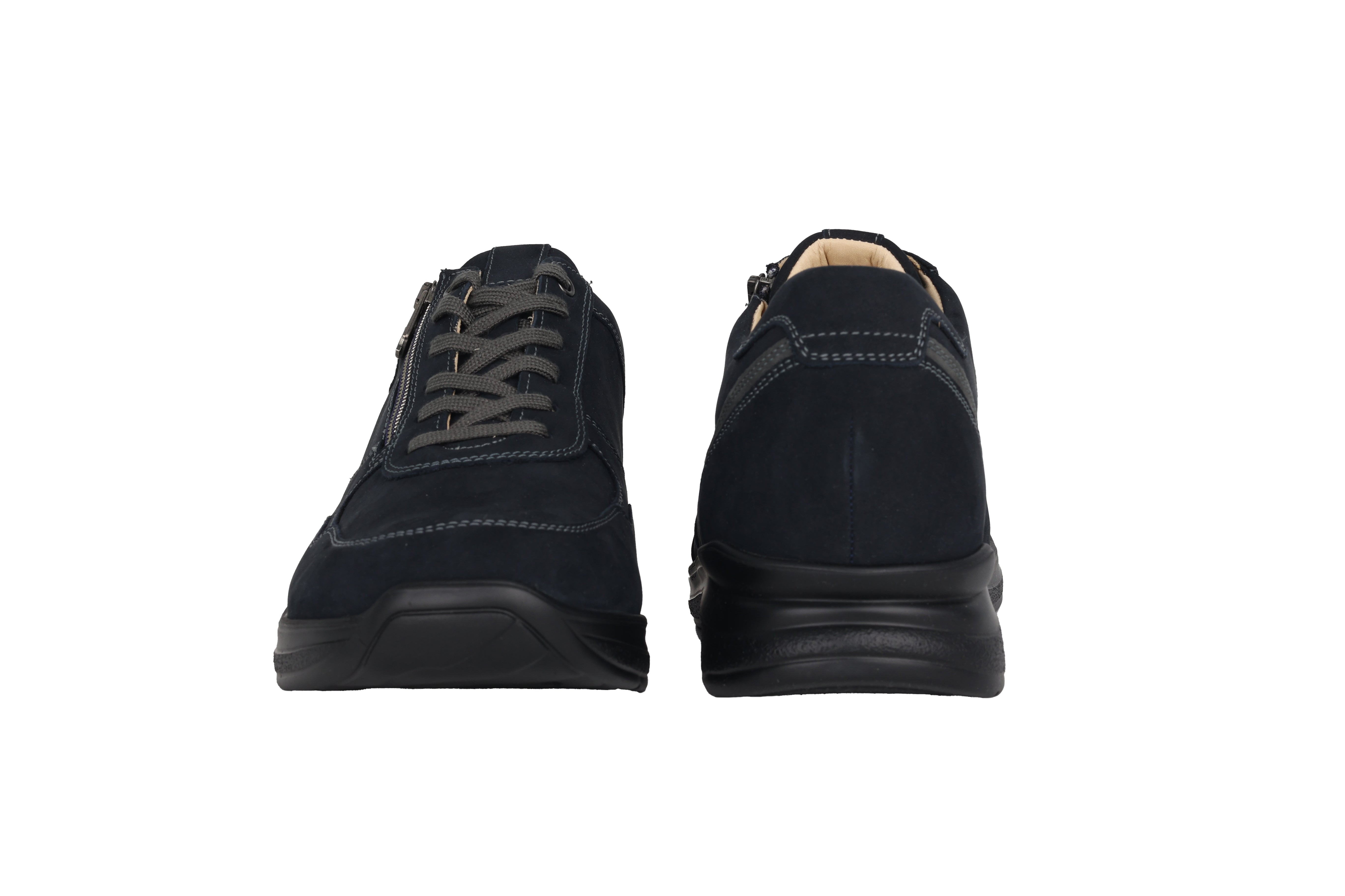 'Harald' men's walking wide fit (H) lace-zip shoe  - blue