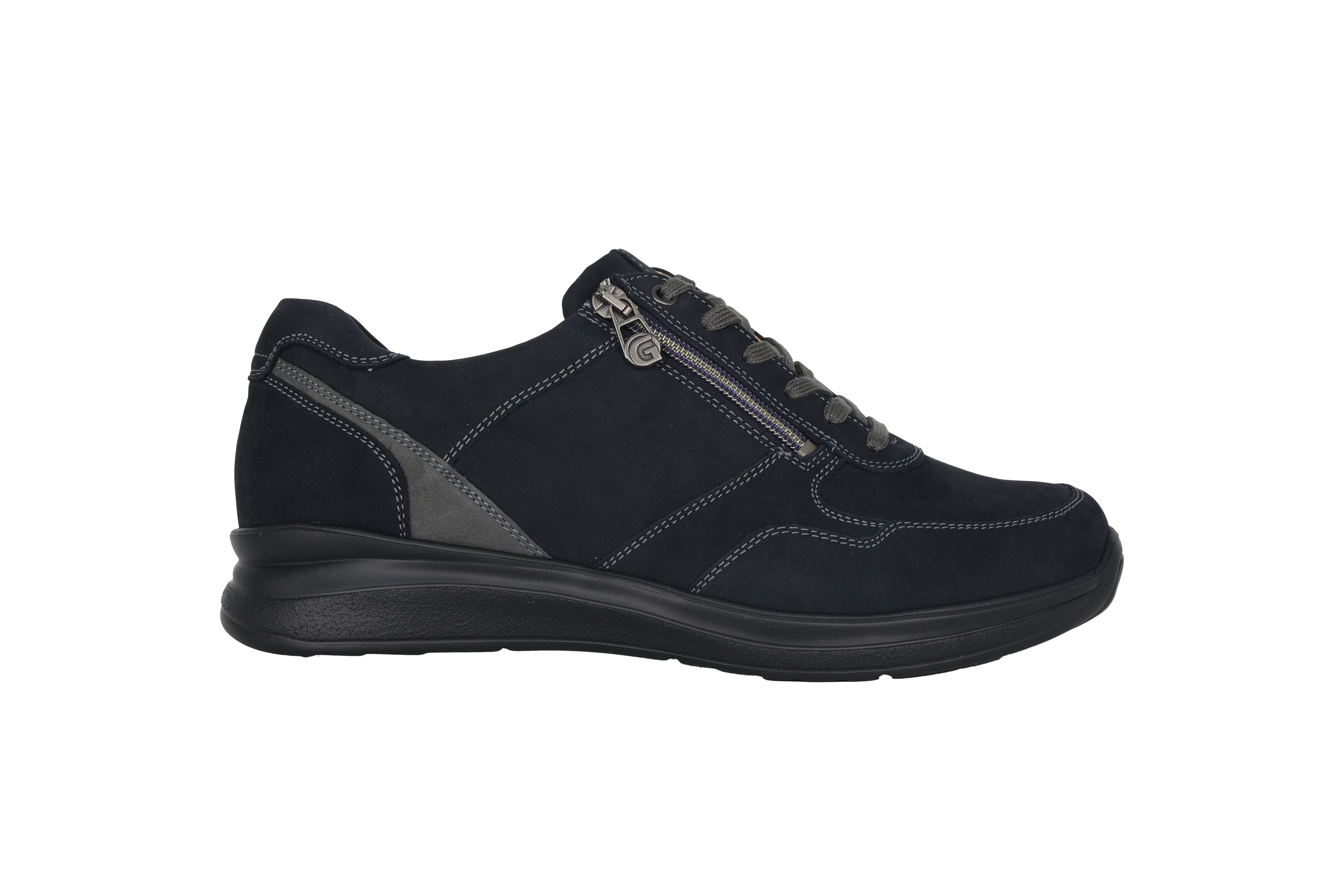 'Harald' men's walking wide fit (H) lace-zip shoe  - blue