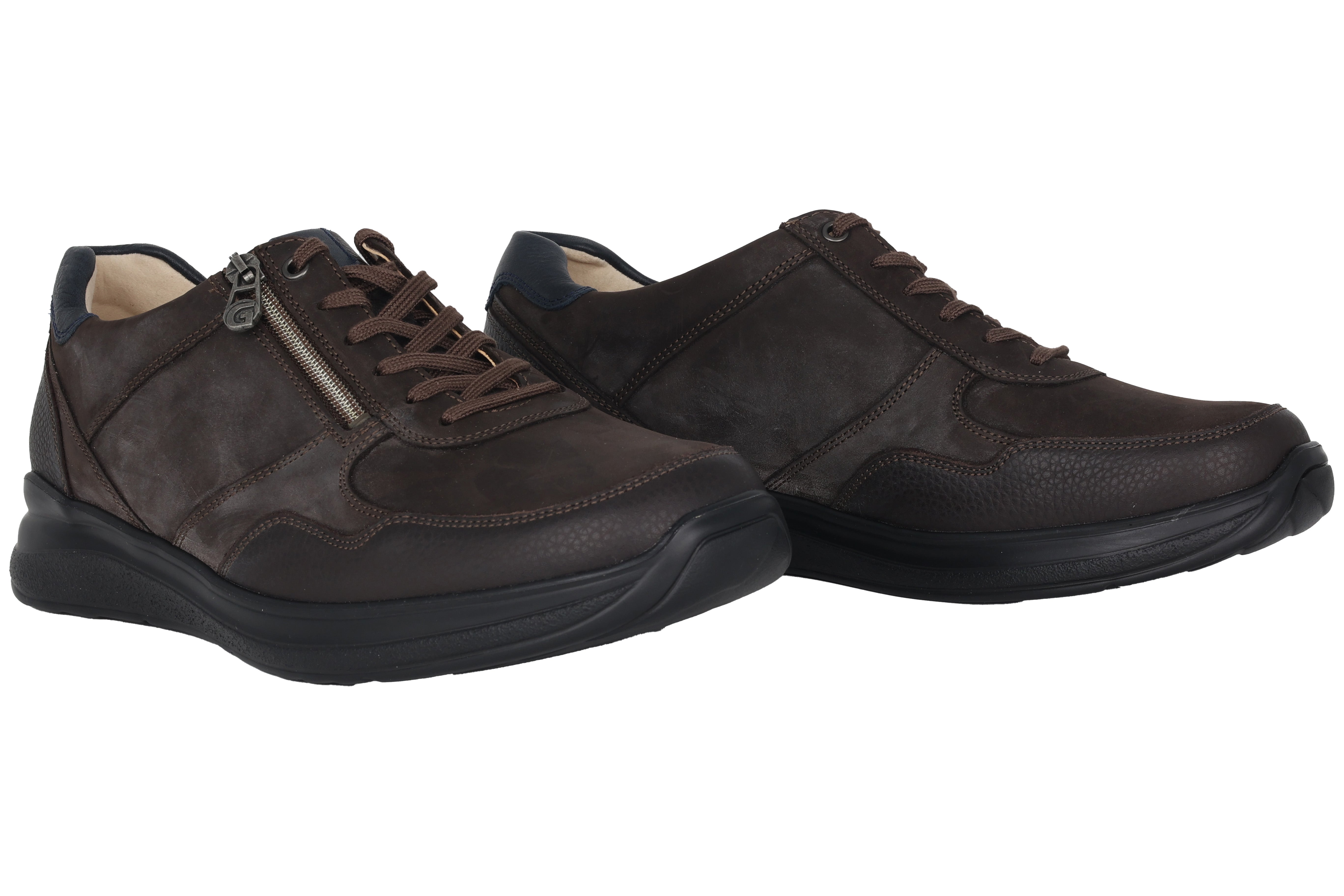 'Harald' men's wide fit (H) lace-zip shoes - brown