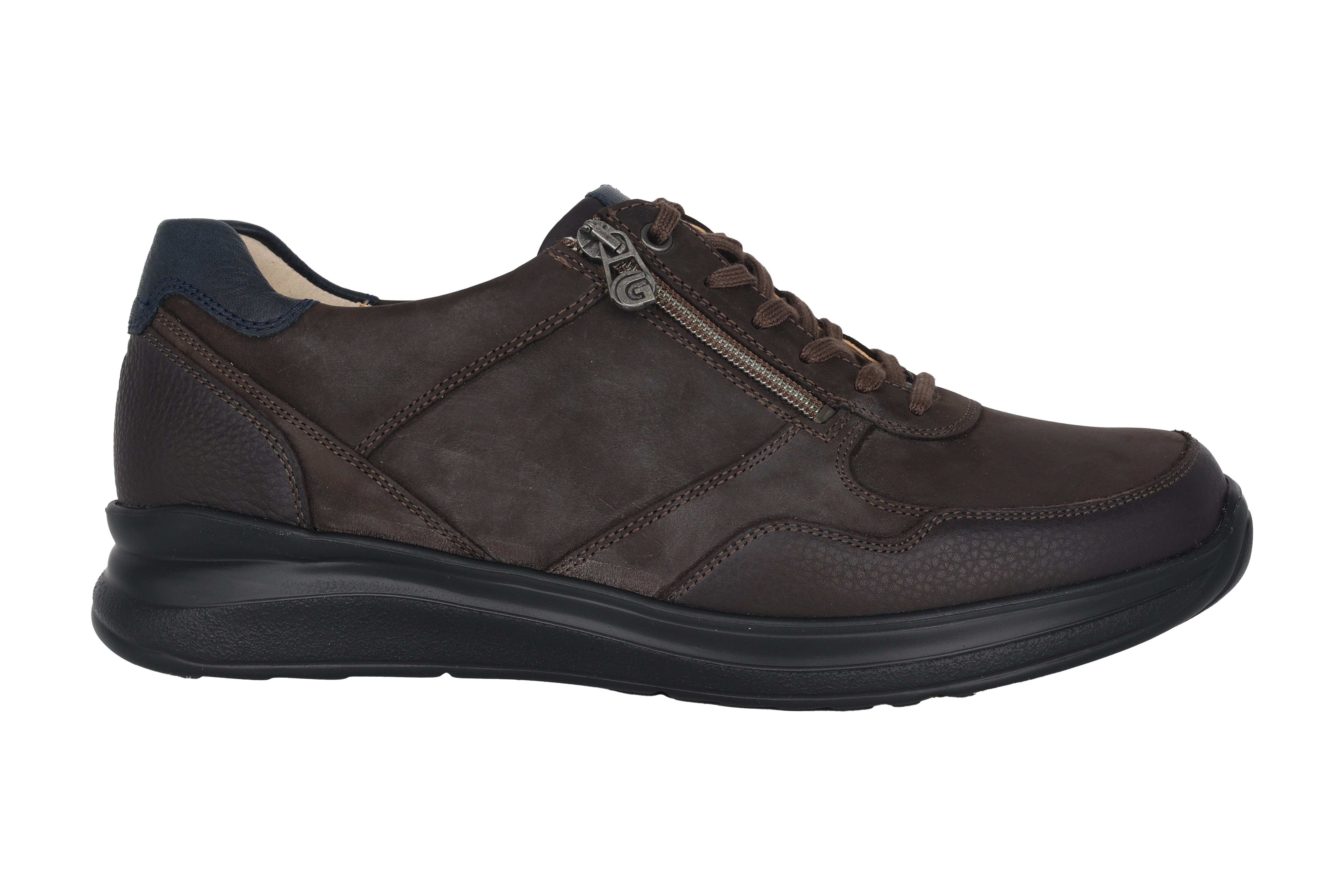 'Harald' men's wide fit (H) lace-zip shoes - brown