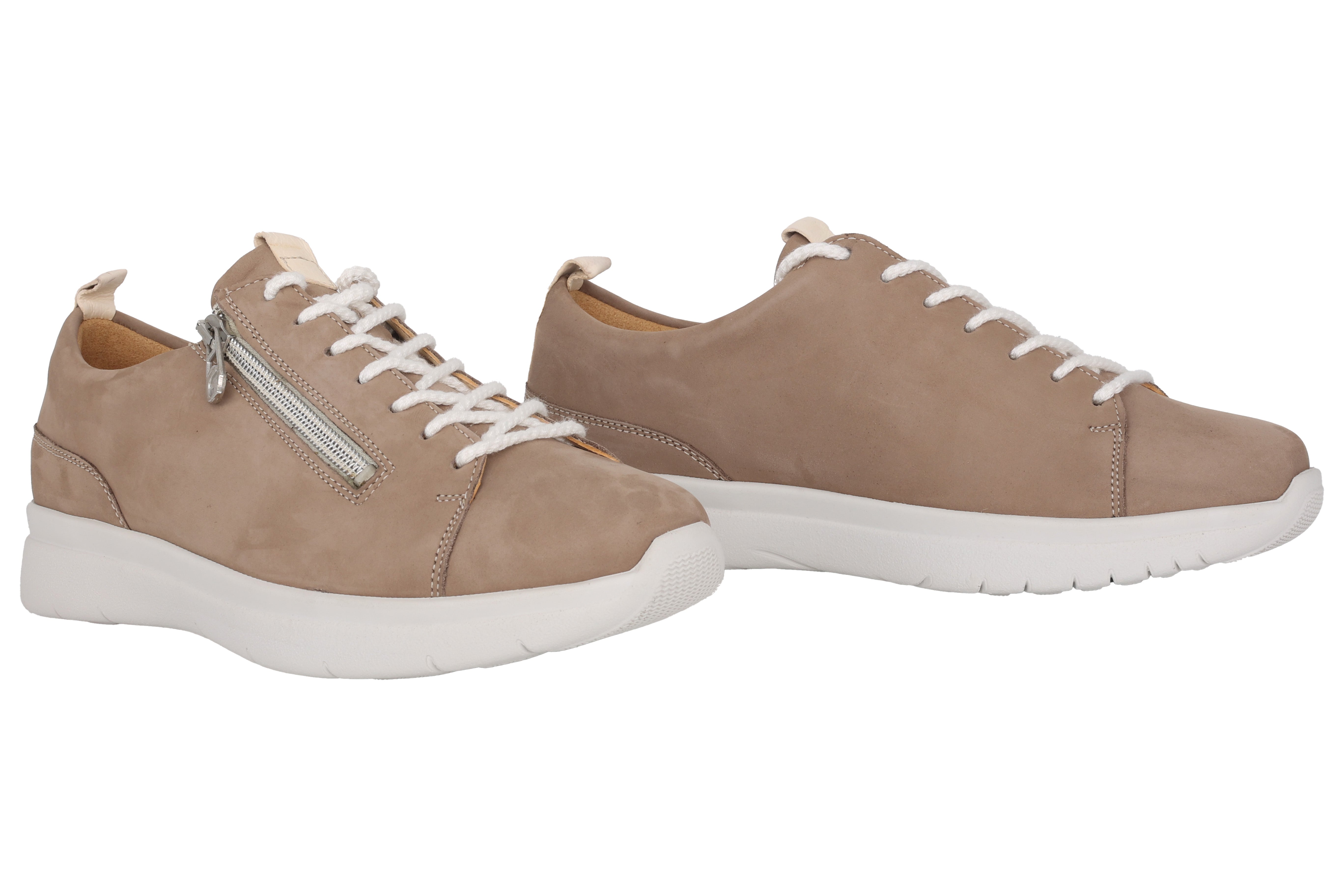 Zapatos de mujer con cordones y cremallera de corte muy ancho (K) 'Kira' - Taupe