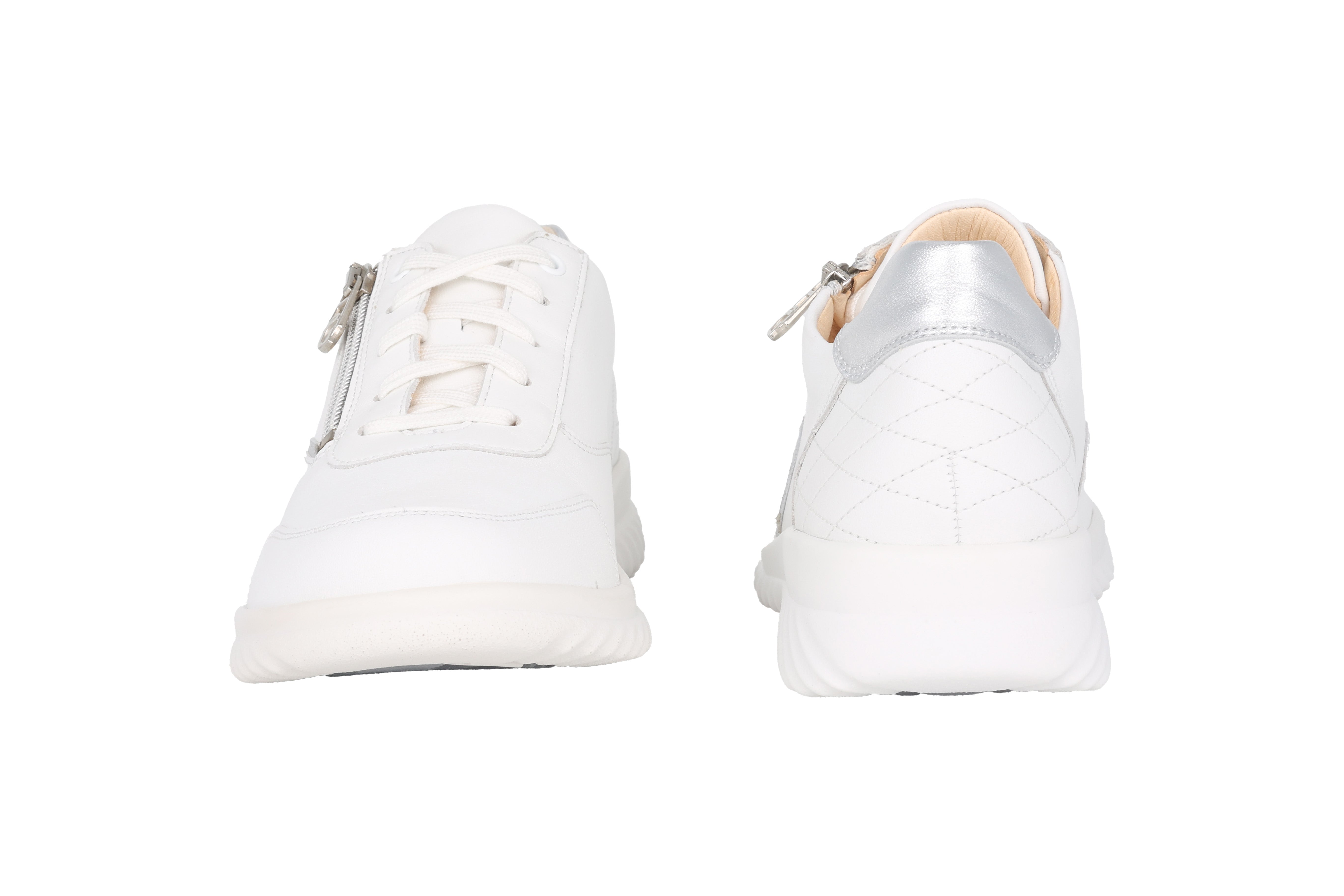 'Heike' women's wide fit (H) lace-zip shoes - White