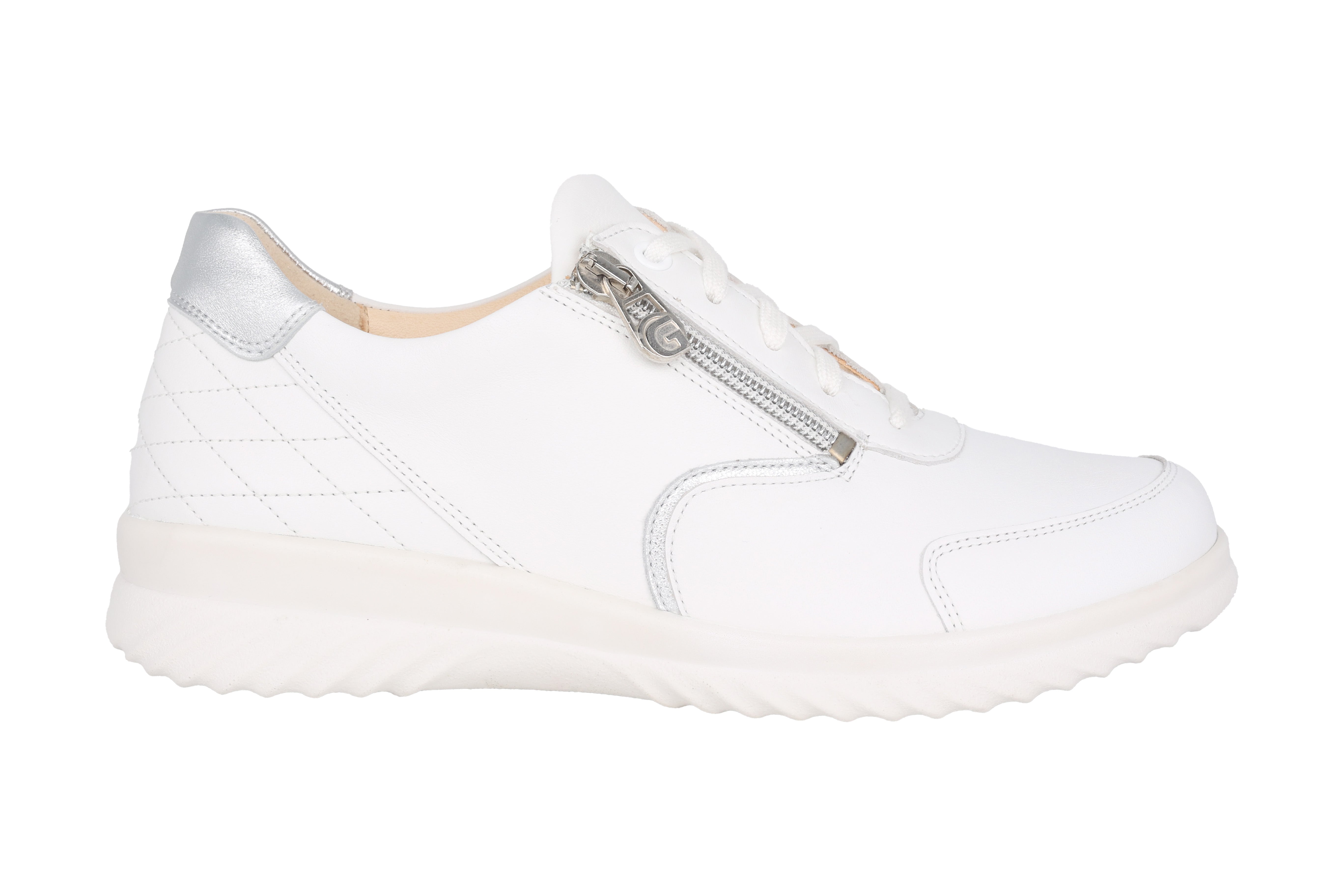 'Heike' women's wide fit (H) lace-zip shoes - White