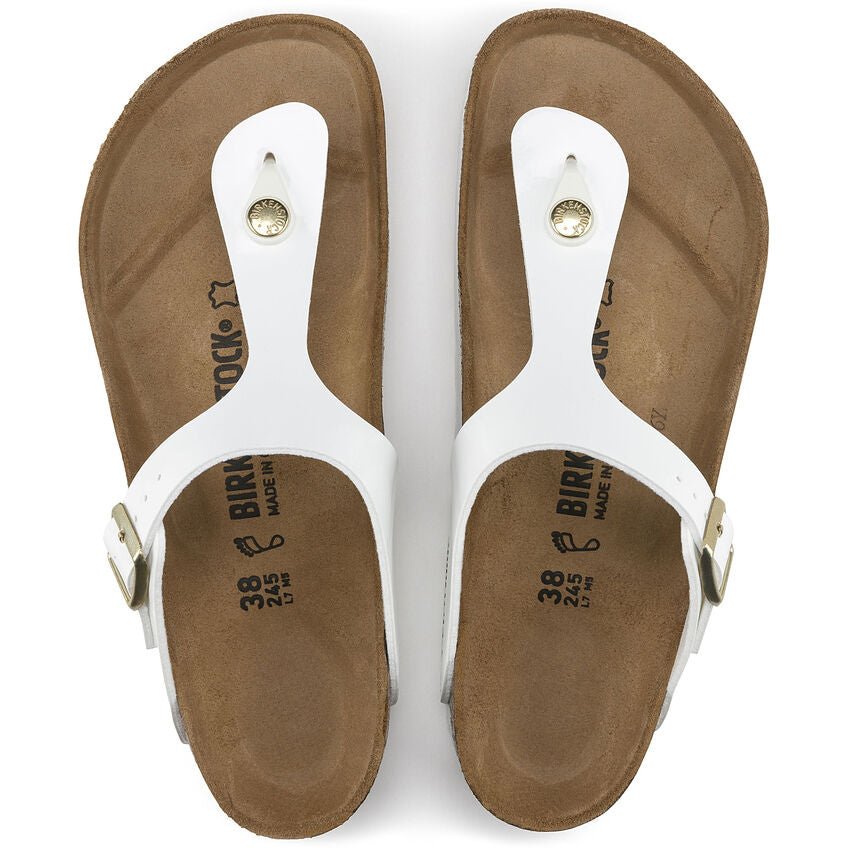 'Gizeh BS' women's slide toe sandal - white patent - Chaplinshoes'Gizeh BS' women's slide toe sandal - white patentBirkenstock