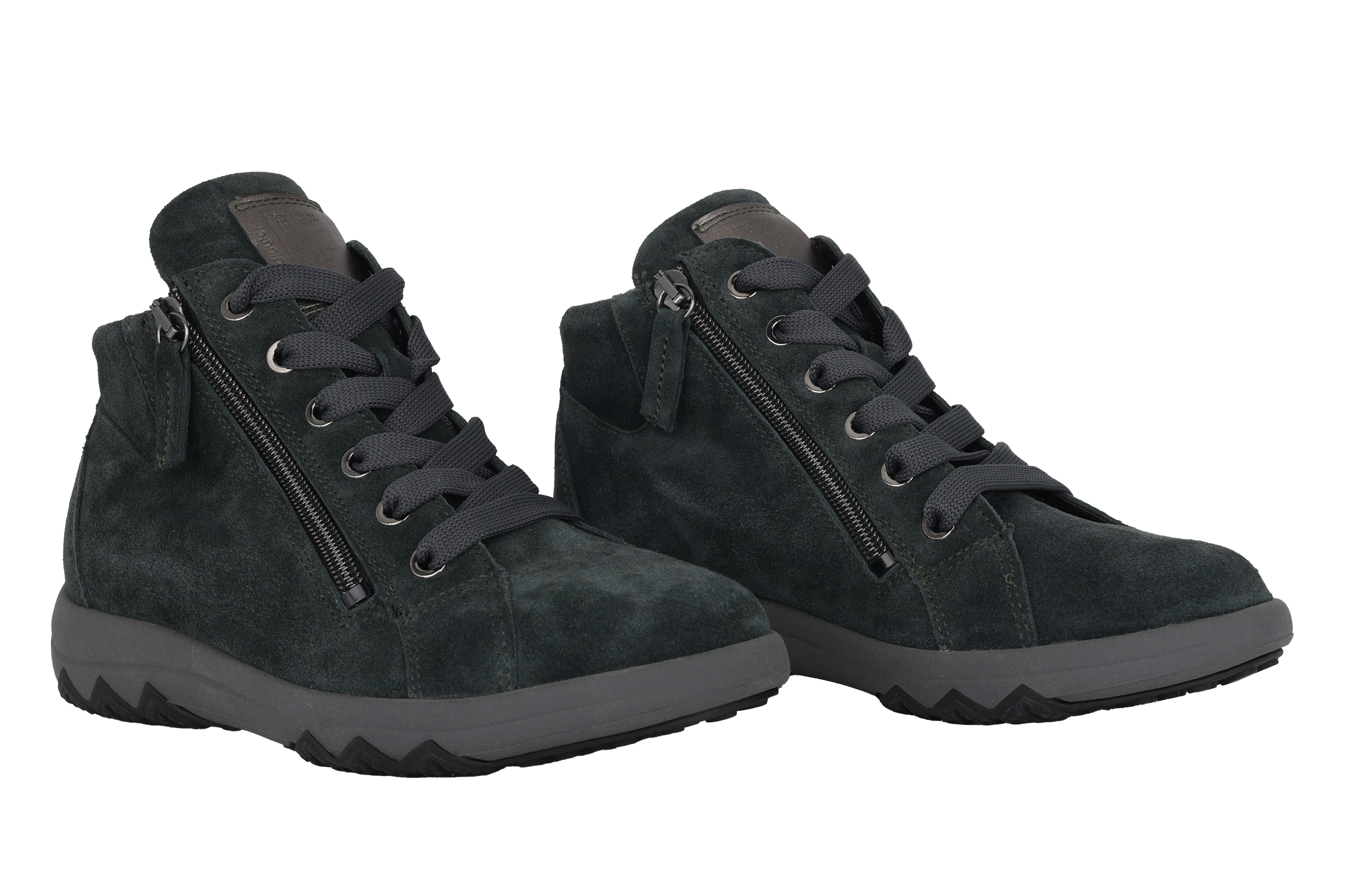 Damen-Stiefelette „H-Teresa“ mit weiter Passform (H), Schnürsenkel und Reißverschluss – Grün