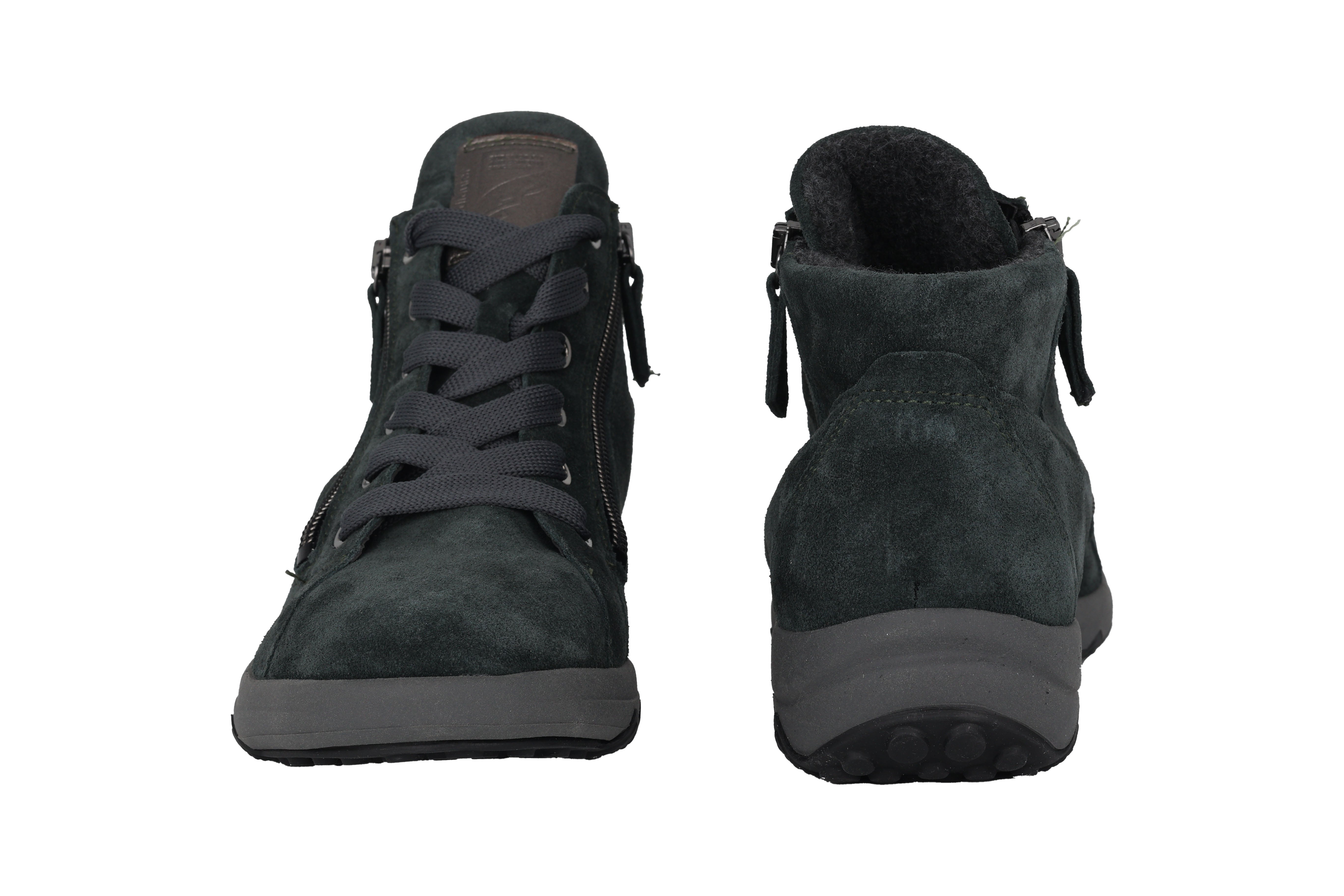 Damen-Stiefelette „H-Teresa“ mit weiter Passform (H), Schnürsenkel und Reißverschluss – Grün