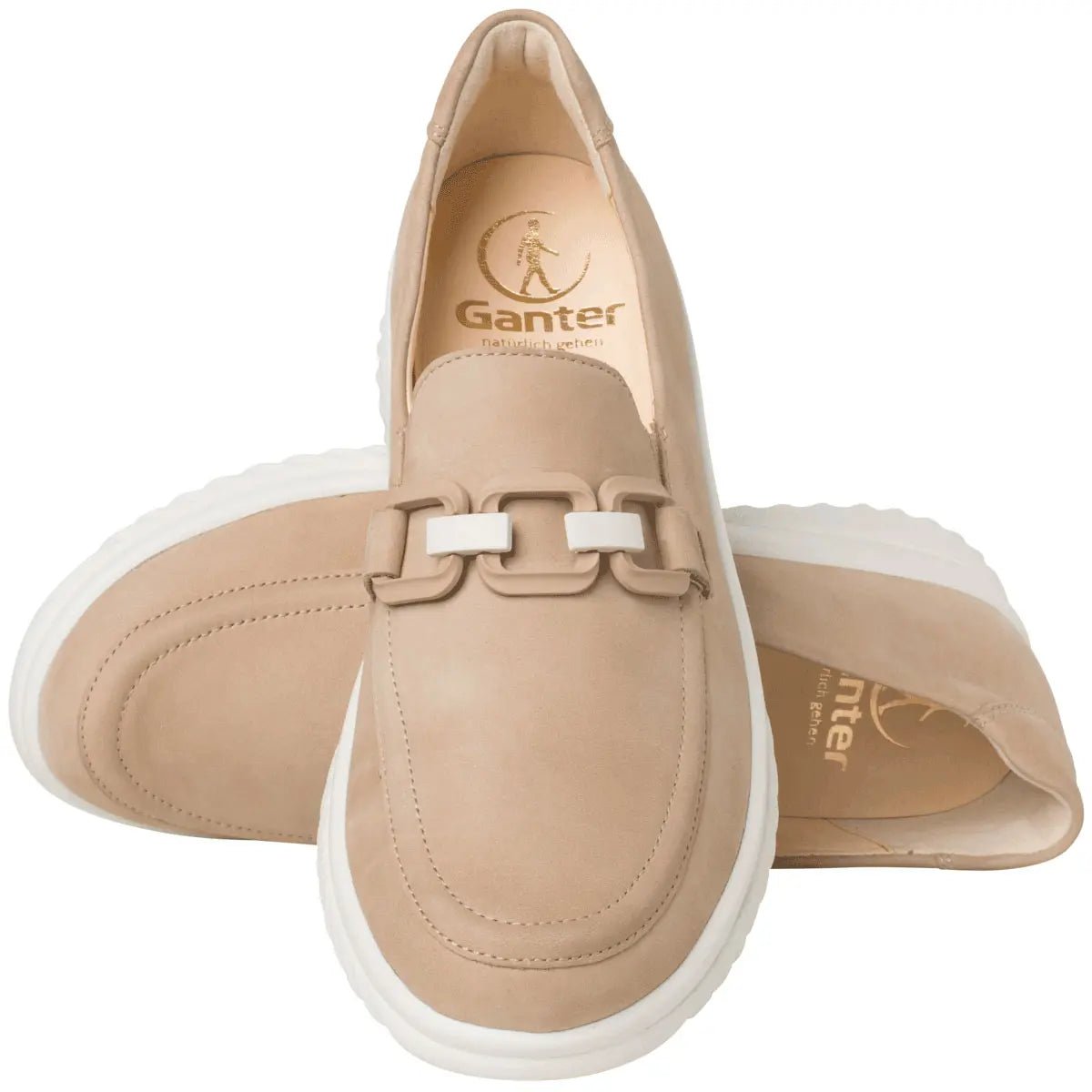 'Heike' women's wide fit (H) moccassin - beige - Chaplinshoes'Heike' women's wide fit (H) moccassin - beigeGanter