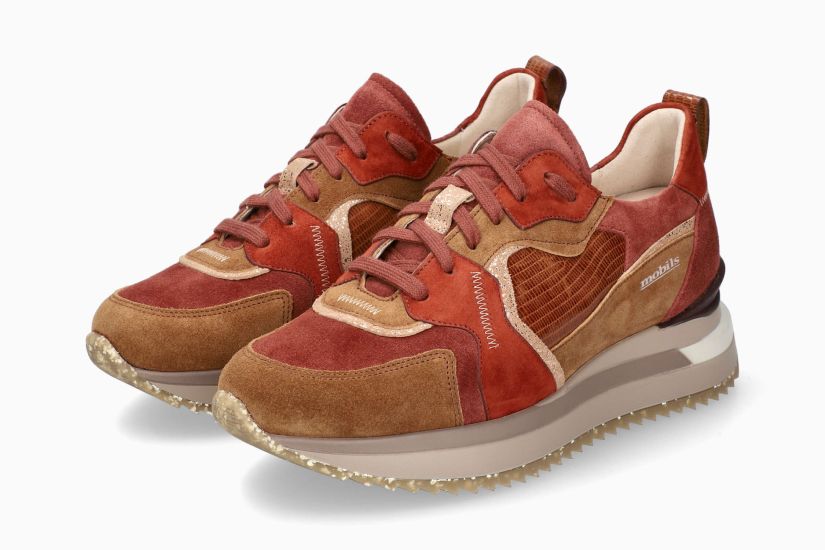 'Janel' women's ergonomic wide fit (H) lace-up shoe - tobacco red brown mix