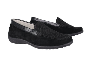 'Kläre' women's wide fit (H) moccassin - black - Chaplinshoes'Kläre' women's wide fit (H) moccassin - blackWaldläufer