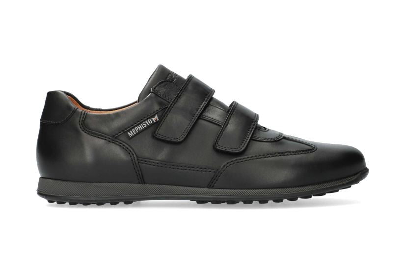 velcro dress shoes Mephisto Lorens Black Leather Men's Strap Shoes