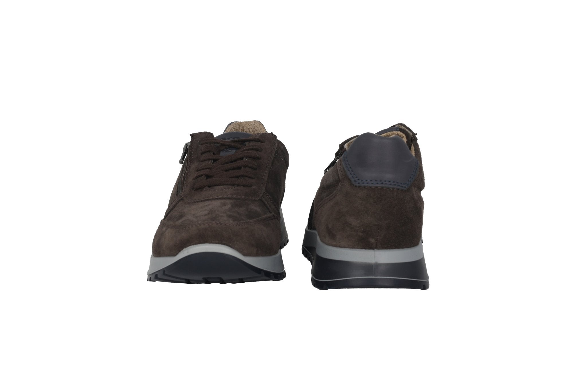 'Matteo' men's wide fit (H) lace - zip sneaker - Brown - Chaplinshoes'Matteo' men's wide fit (H) lace - zip sneaker - BrownAra