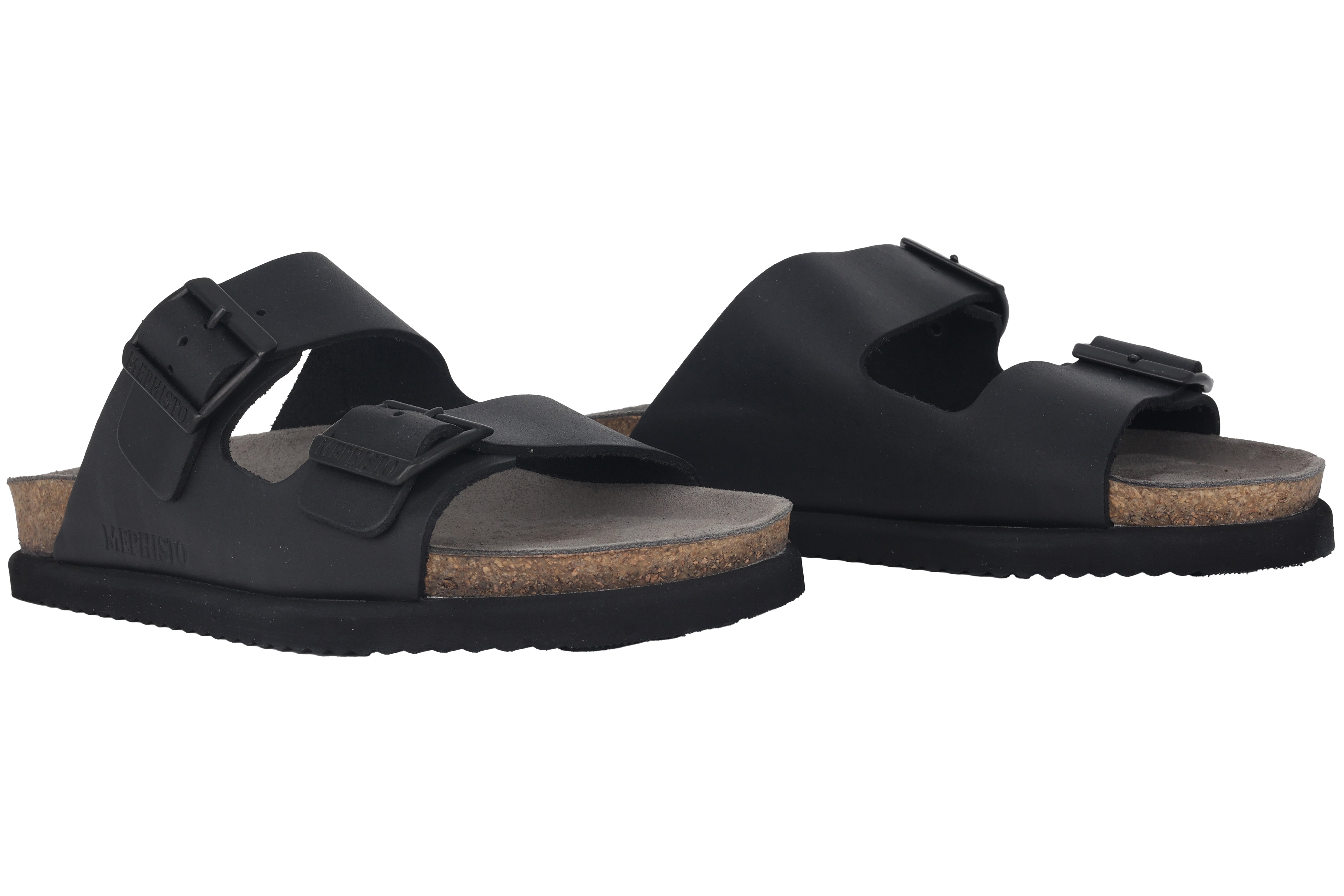 'Nerio' men's double strap ergonomic sandal - black
