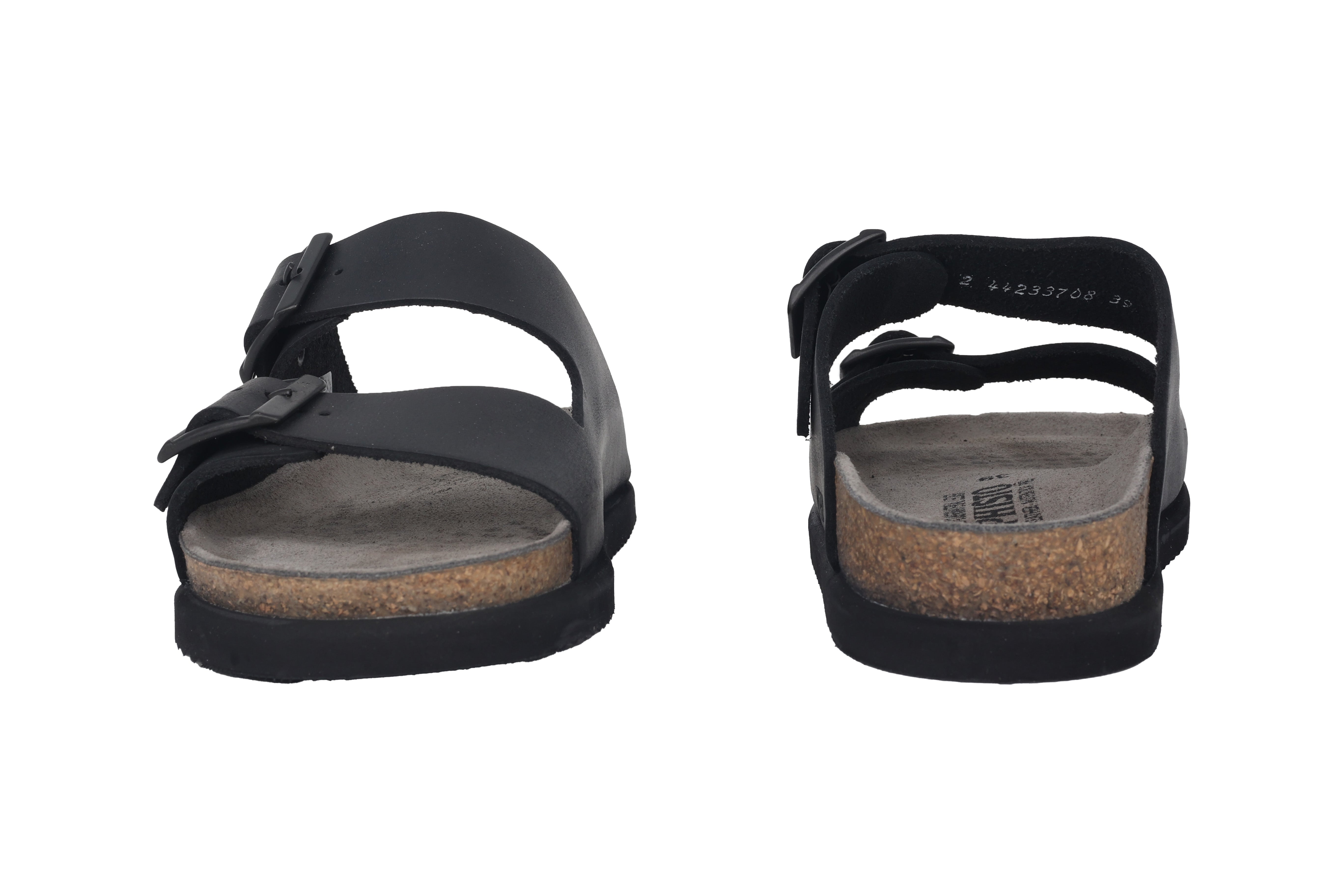 'Nerio' men's double strap ergonomic sandal - black