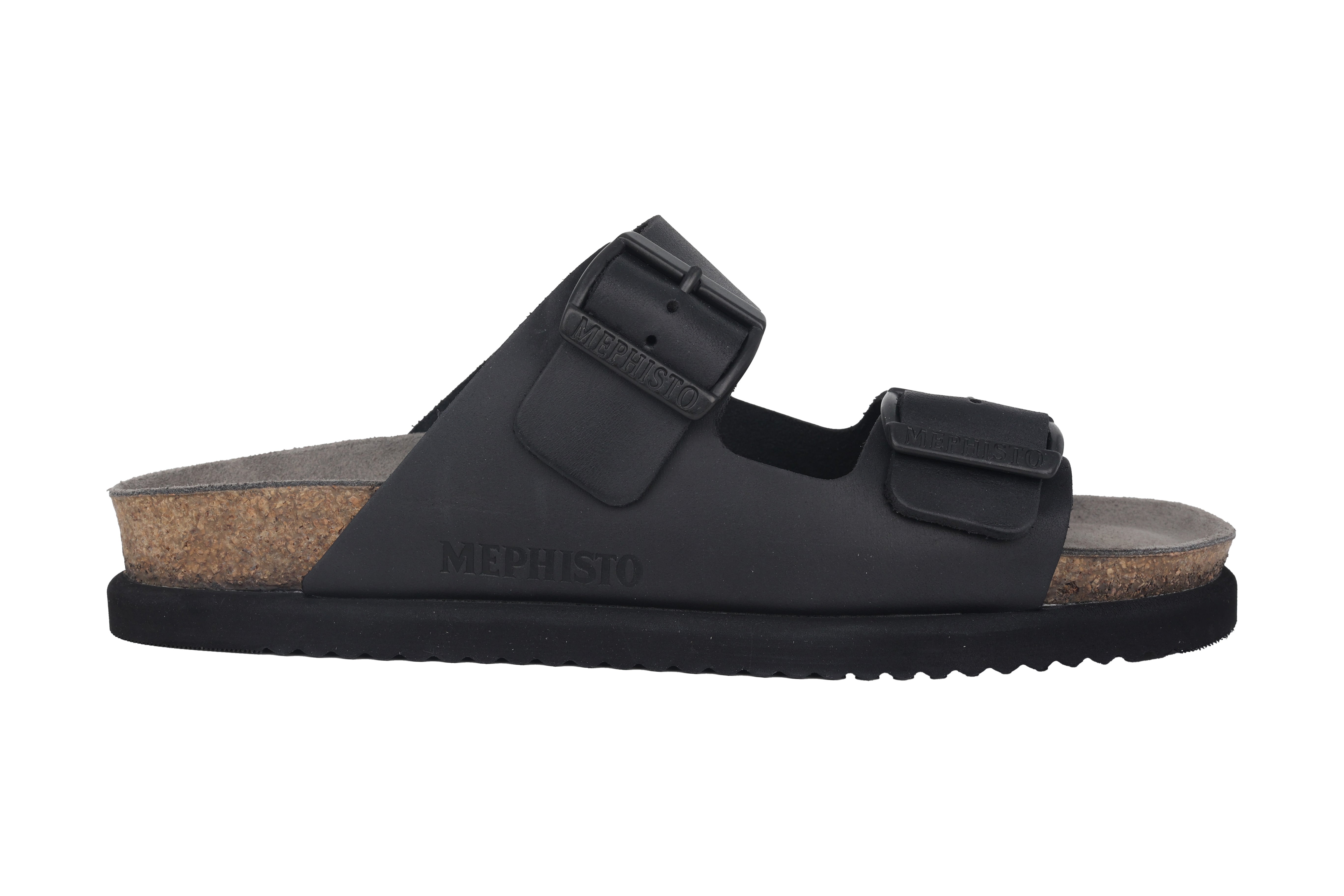 'Nerio' men's double strap ergonomic sandal - black