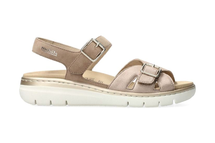 'Leonna' sandalia ergonómica de mujer de corte ancho (H) - beige