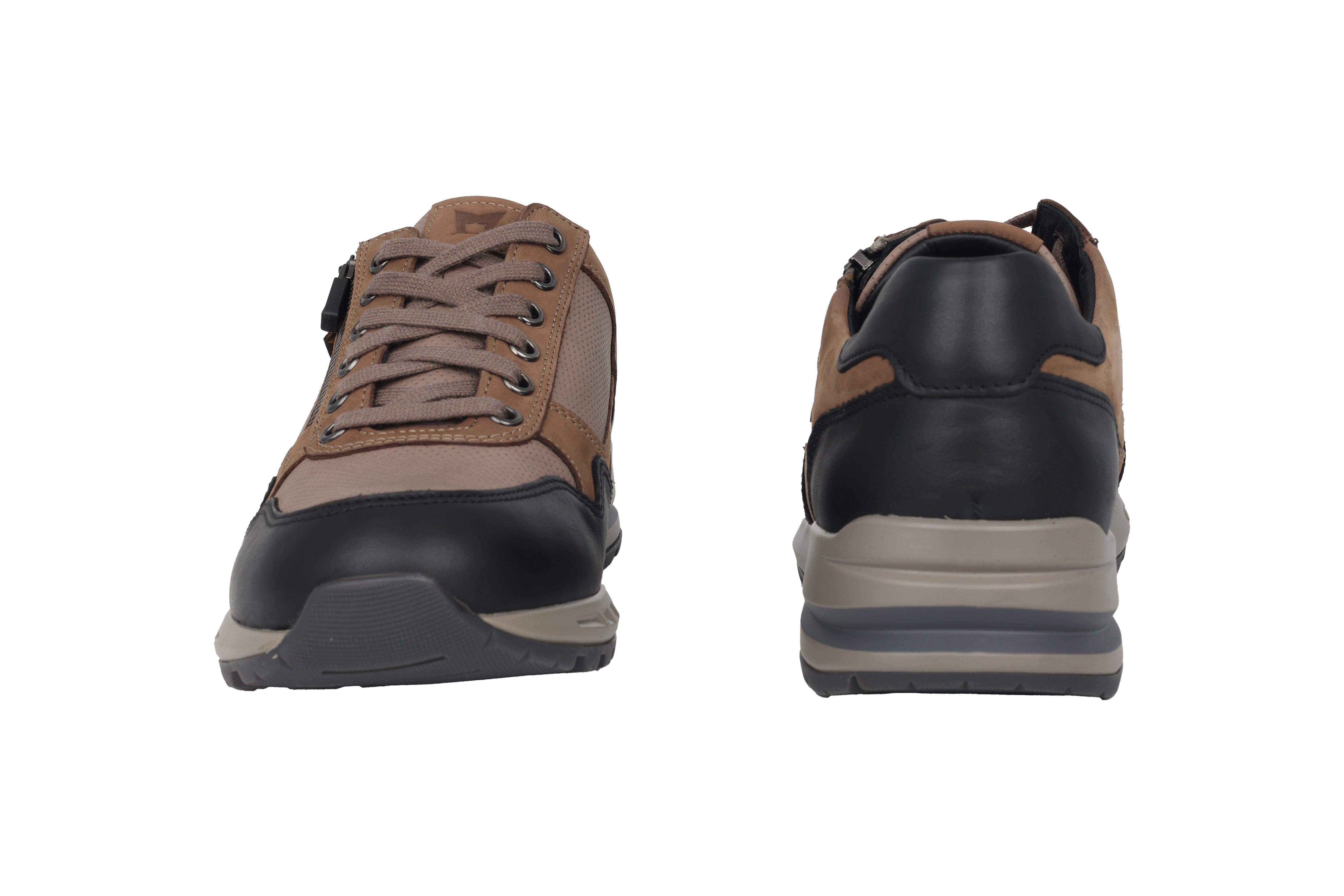 'Bradley' men's lace-zip sneaker - Brown black mix