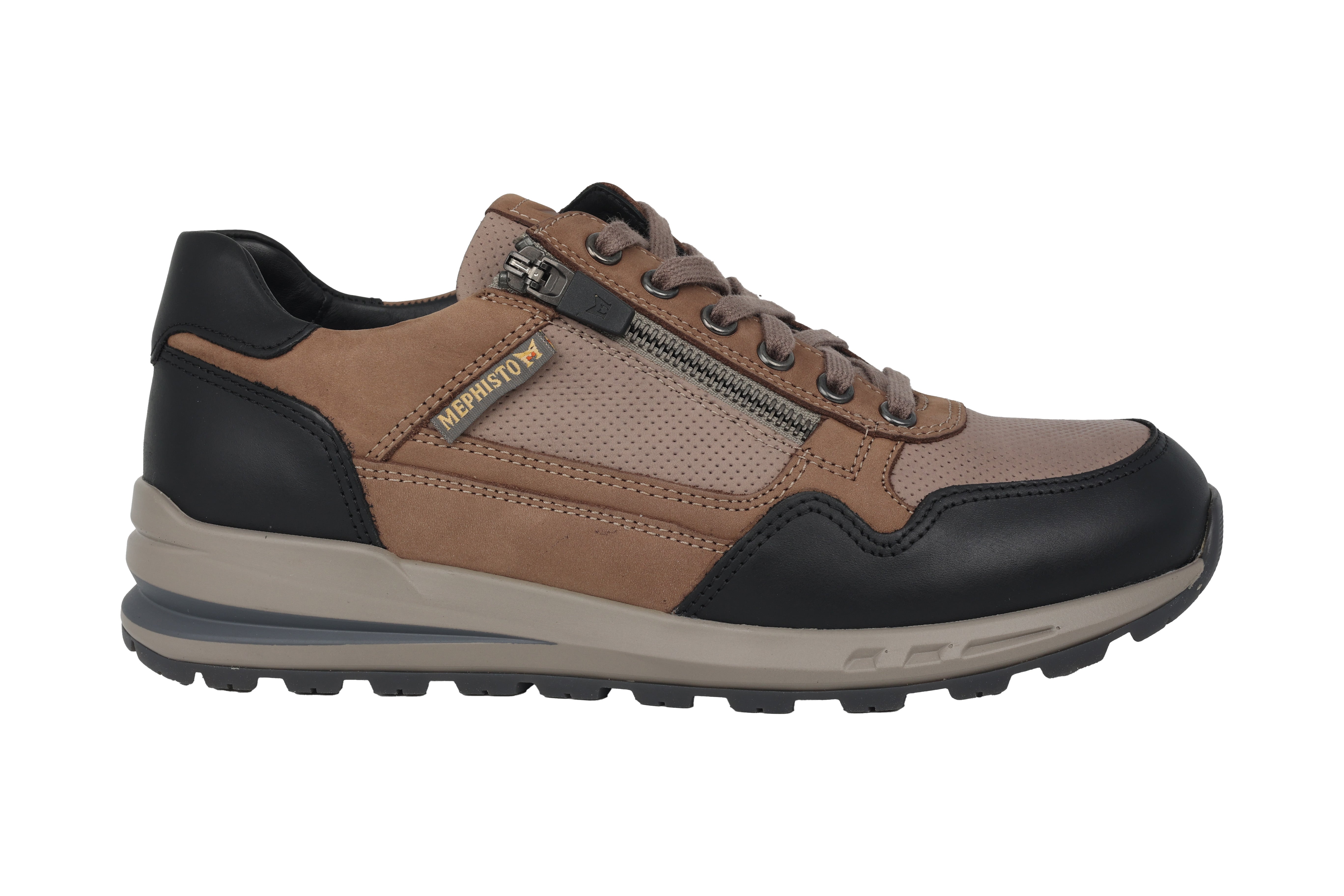 'Bradley' men's lace-zip sneaker - Brown black mix